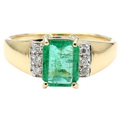 1,60 Karat Smaragd & Diamant 14K Gold Classic Set Ring