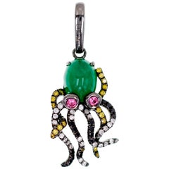 1.60 Carat Emerald with Vivid Yellow Diamond Pendant from Our Kids Collection