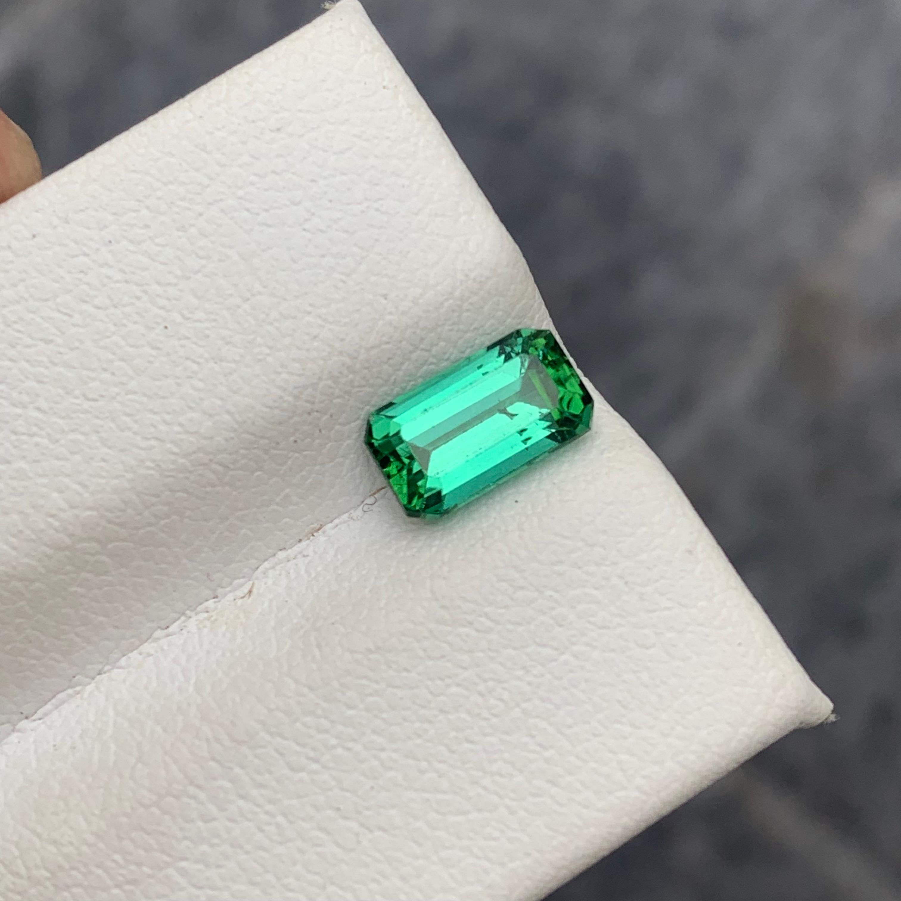 1.60 Carat Faceted Green Lagoon Tourmaline Emerald Cut For Sale 3