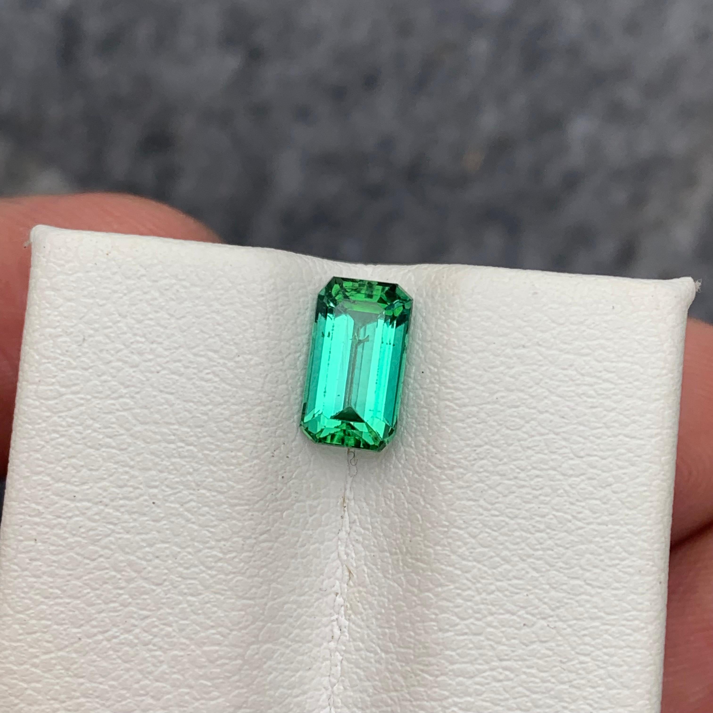 1.60 Carat Faceted Green Lagoon Tourmaline Emerald Cut In New Condition For Sale In Peshawar, PK
