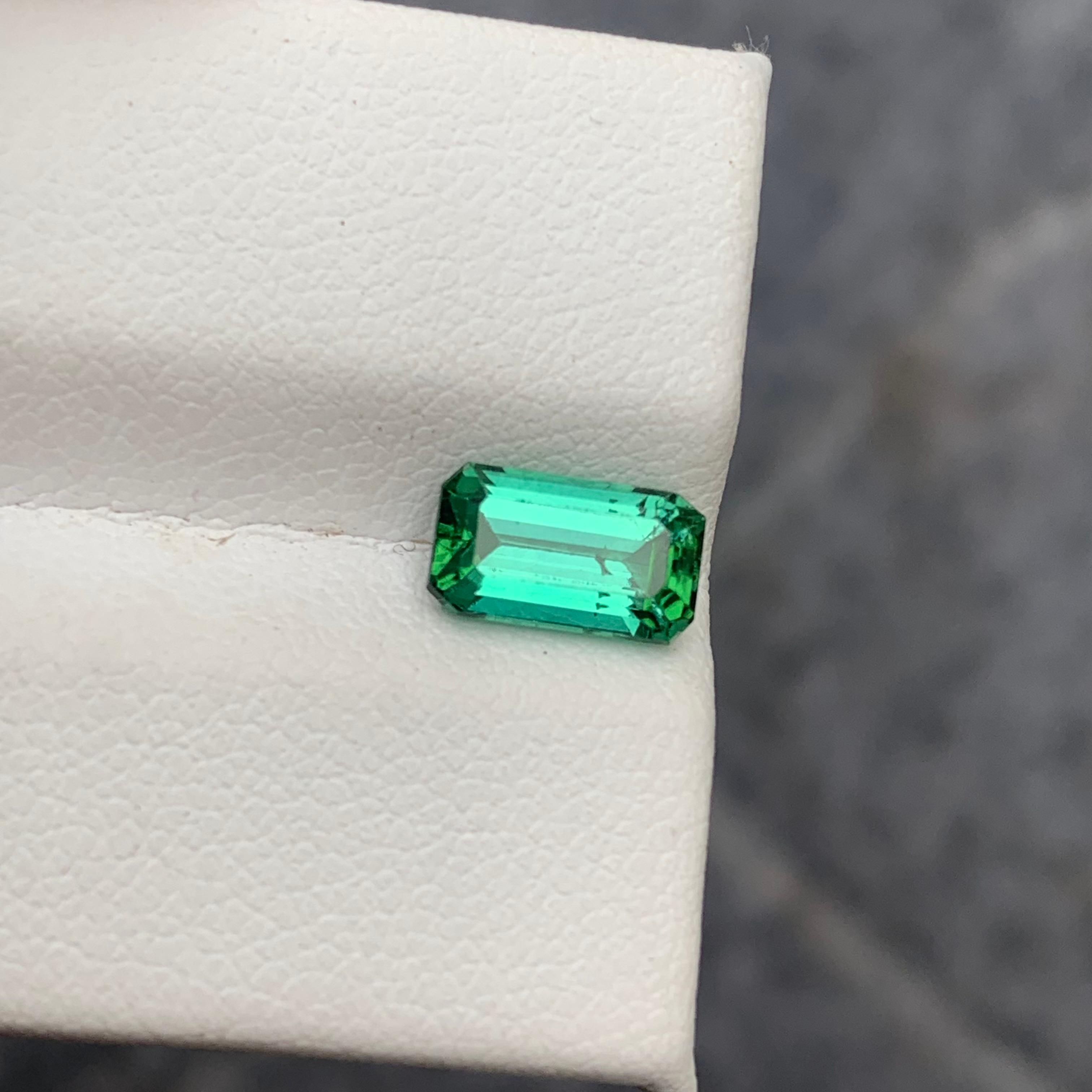 1.60 Carat Faceted Green Lagoon Tourmaline Emerald Cut For Sale 2