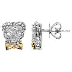 Pendientes de oro blanco y amarillo con diamantes de fantasía de 1,60 quilates