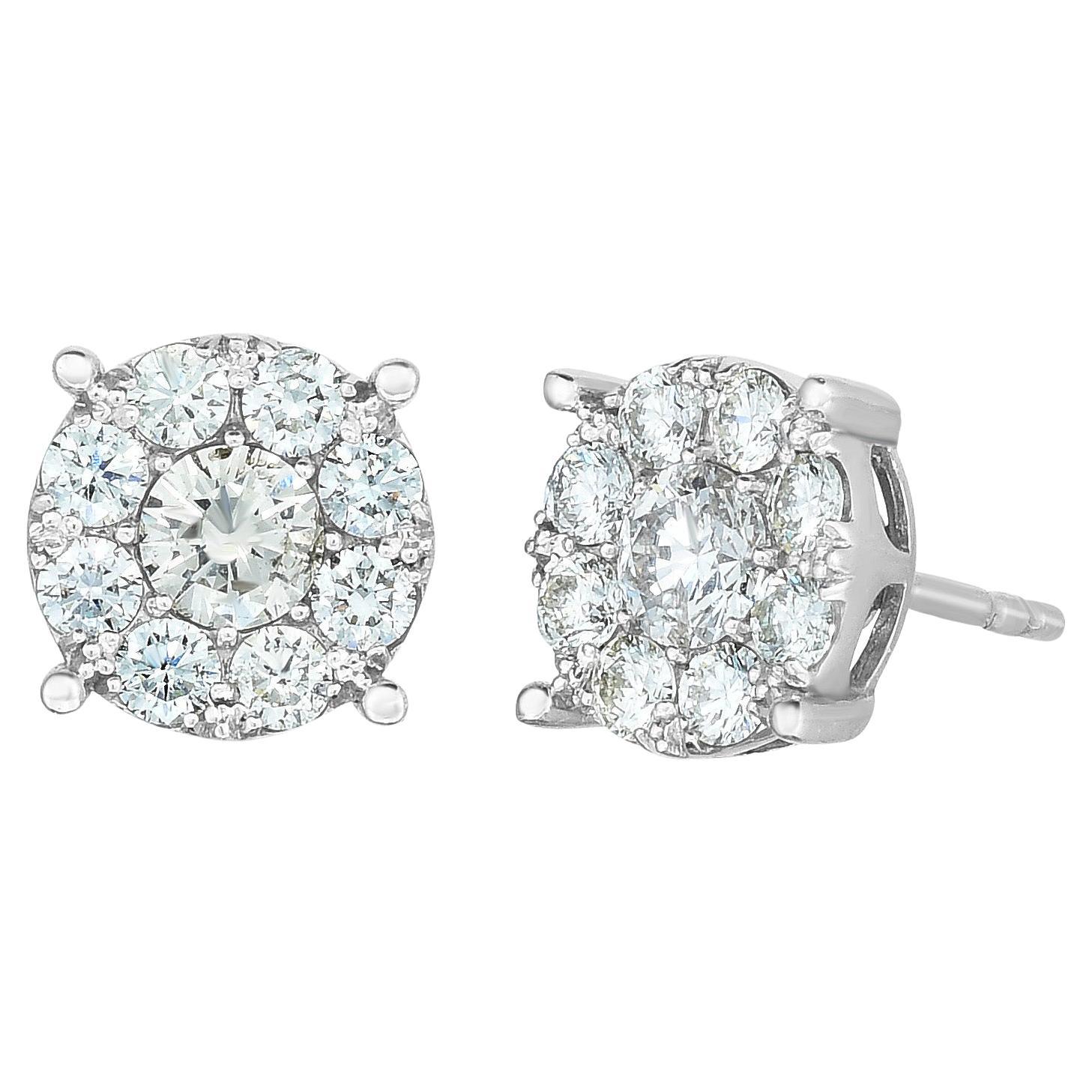 1,60 Karat Illusions-Diamant-Ohrringe aus 14K Weißgold