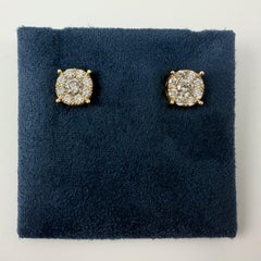 1.60 Carat Illusion Diamond Earrings in 14K Yellow Gold