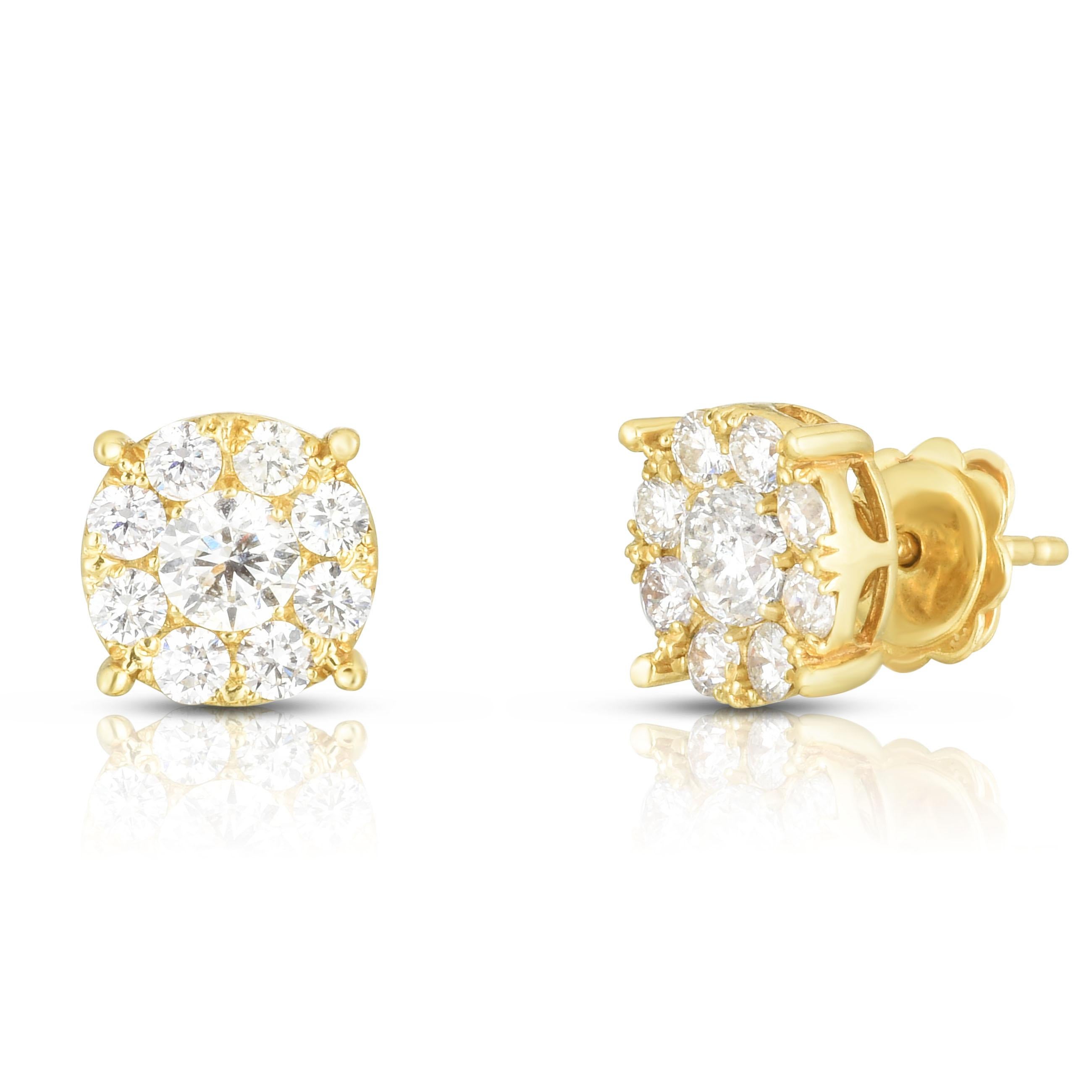 1,60 Karat Illusions-Diamant-Ohrringe aus 14K Gelbgold