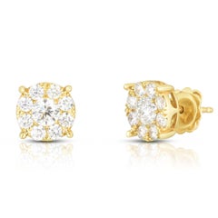 1,60 Karat Illusions-Diamant-Ohrringe aus 14K Gelbgold