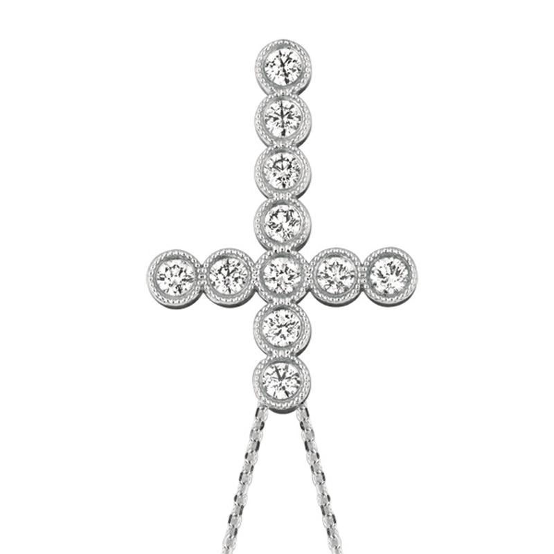 Contemporary 1.60 Carat Natural Diamond Cross Pendant Necklace 14 Karat White Gold G SI Chain For Sale