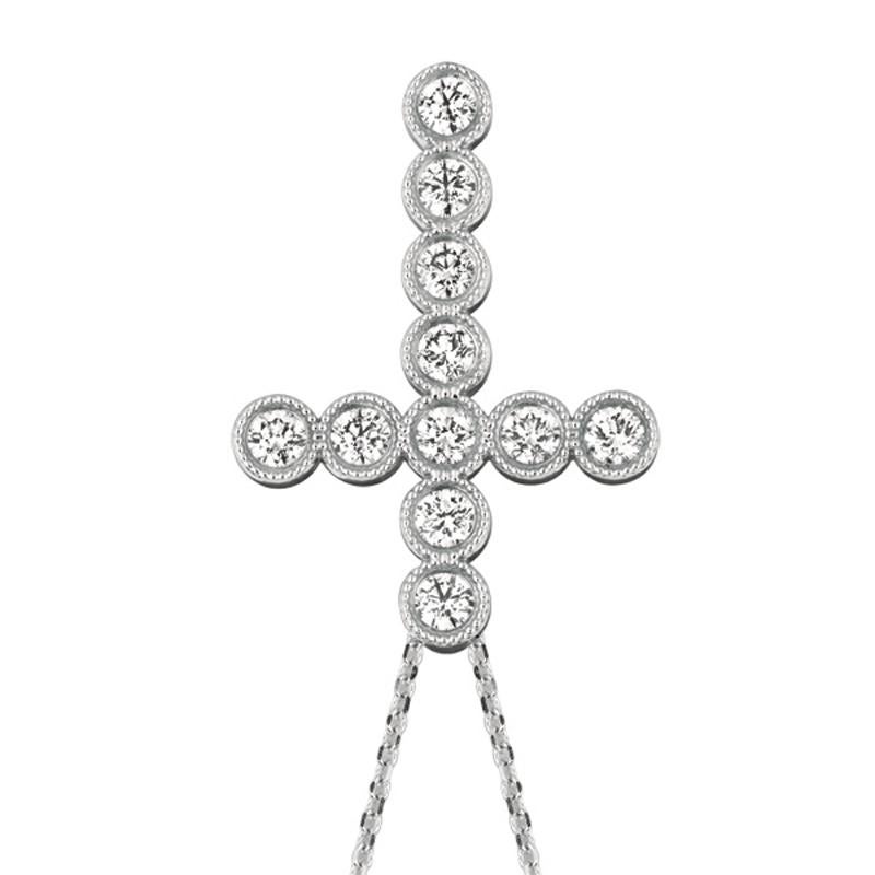 Collar Colgante Cruz Diamante Natural 1,60 Quilates Oro Blanco 14 Kilates Cadena G SI Contemporáneo en venta