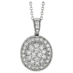 Collier ovale en or blanc 14 carats avec diamants naturels de 1,60 carat