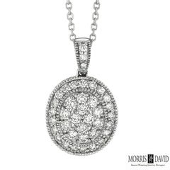 1.60 Carat Natural Diamond Oval Necklace 14 Karat White Gold