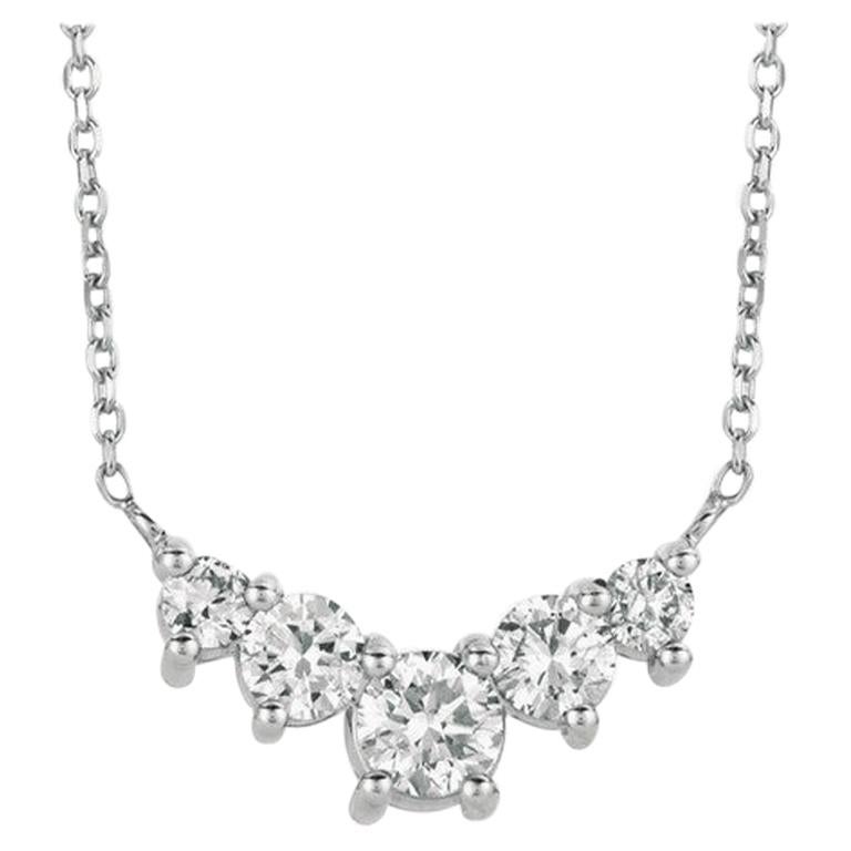 1.60 Carat Natural Diamond Pendant Necklace 14 Karat White Gold G SI Chain For Sale