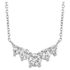 1.60 Carat Natural Diamond Pendant Necklace 14 Karat White Gold G SI Chain