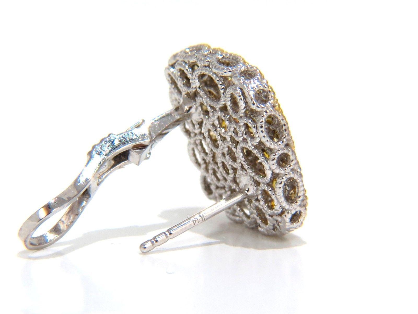 1,60 Karat natürliche Fancy Color Diamanten Clip Cocktail Cluster Ohrringe 14 Karat (Ovalschliff) im Angebot
