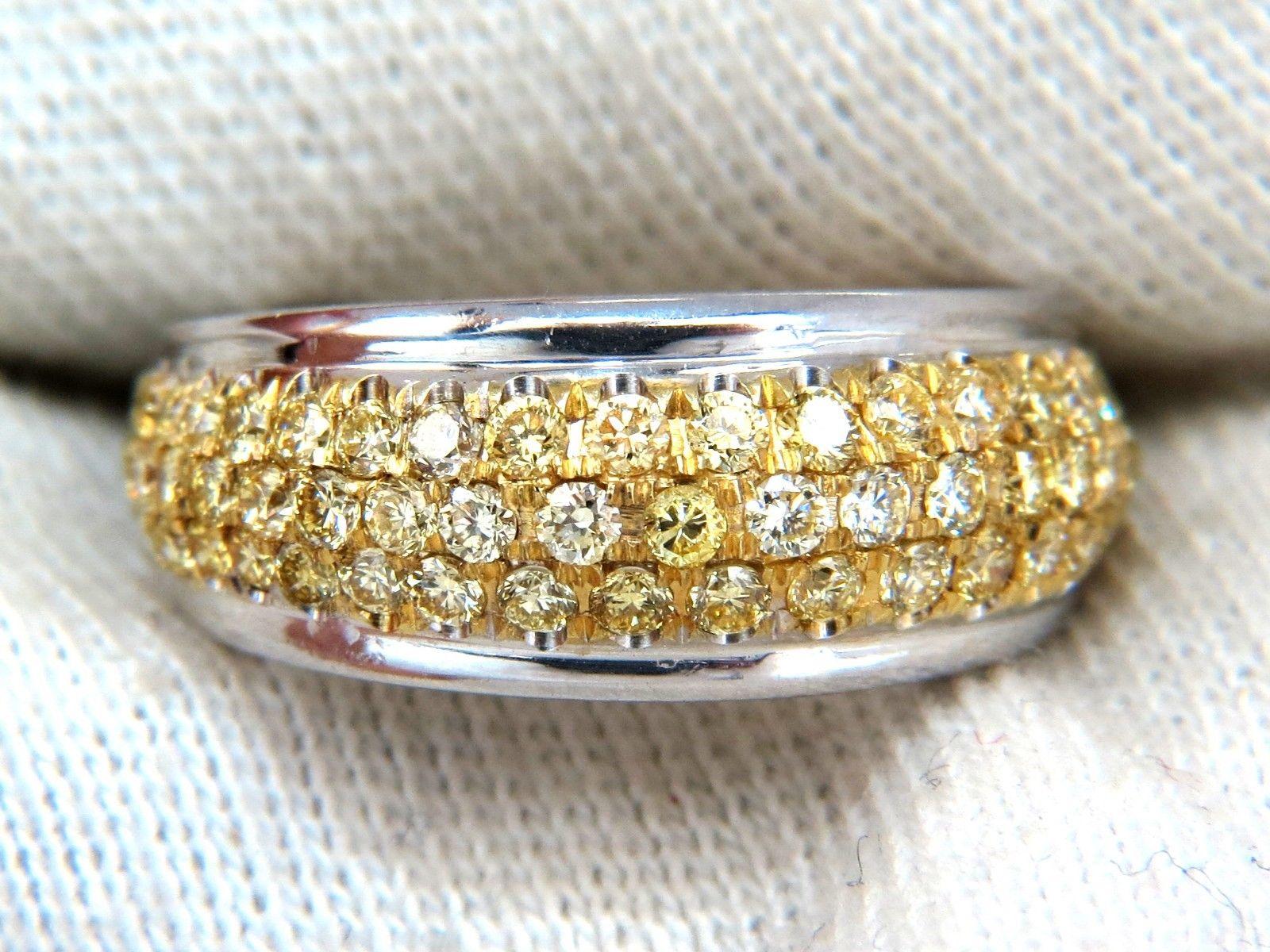 Women's or Men's 1.60 Carat Natural Fancy Yellow Diamonds Ring 18 Karat For Sale