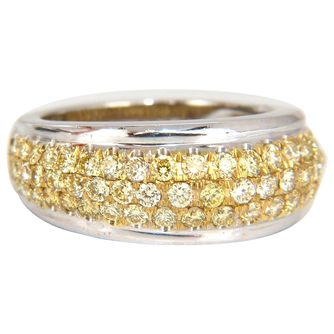 Bague en or 18 carats avec diamants jaunes fantaisie naturels de 1,60 carat
