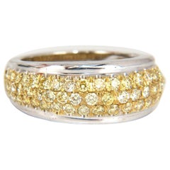 Bague en or 18 carats avec diamants jaunes fantaisie naturels de 1,60 carat