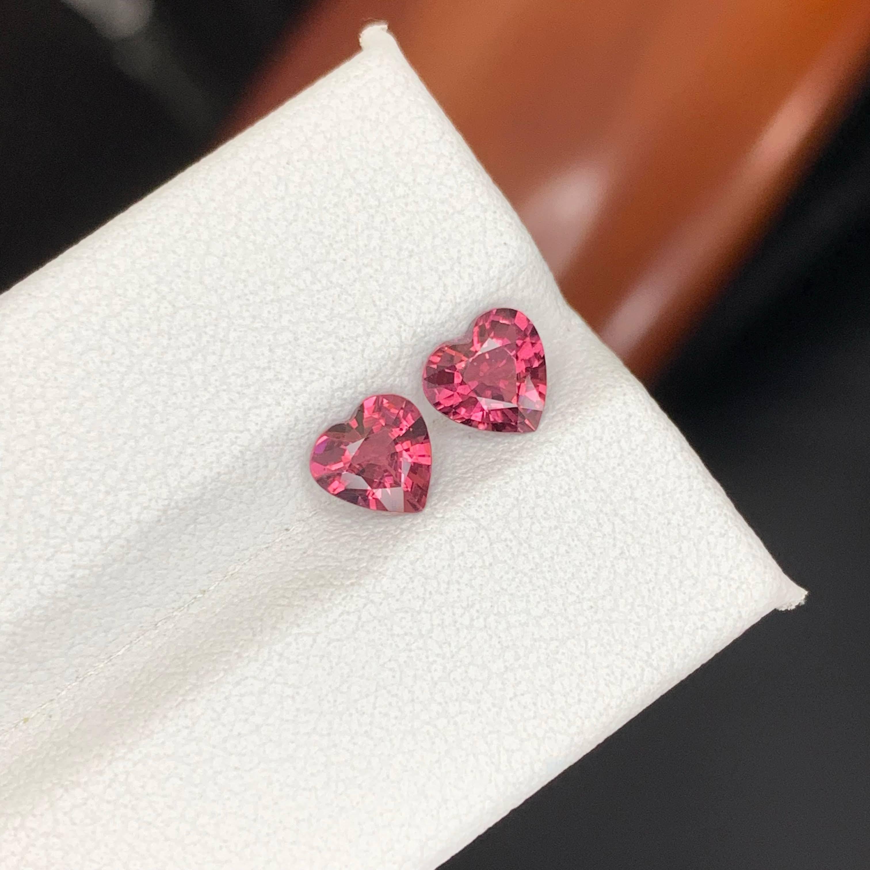 Gemas de granate rosa africano sueltas de 2 piezas en forma de corazón de 1,60 quilates naturales en venta 4