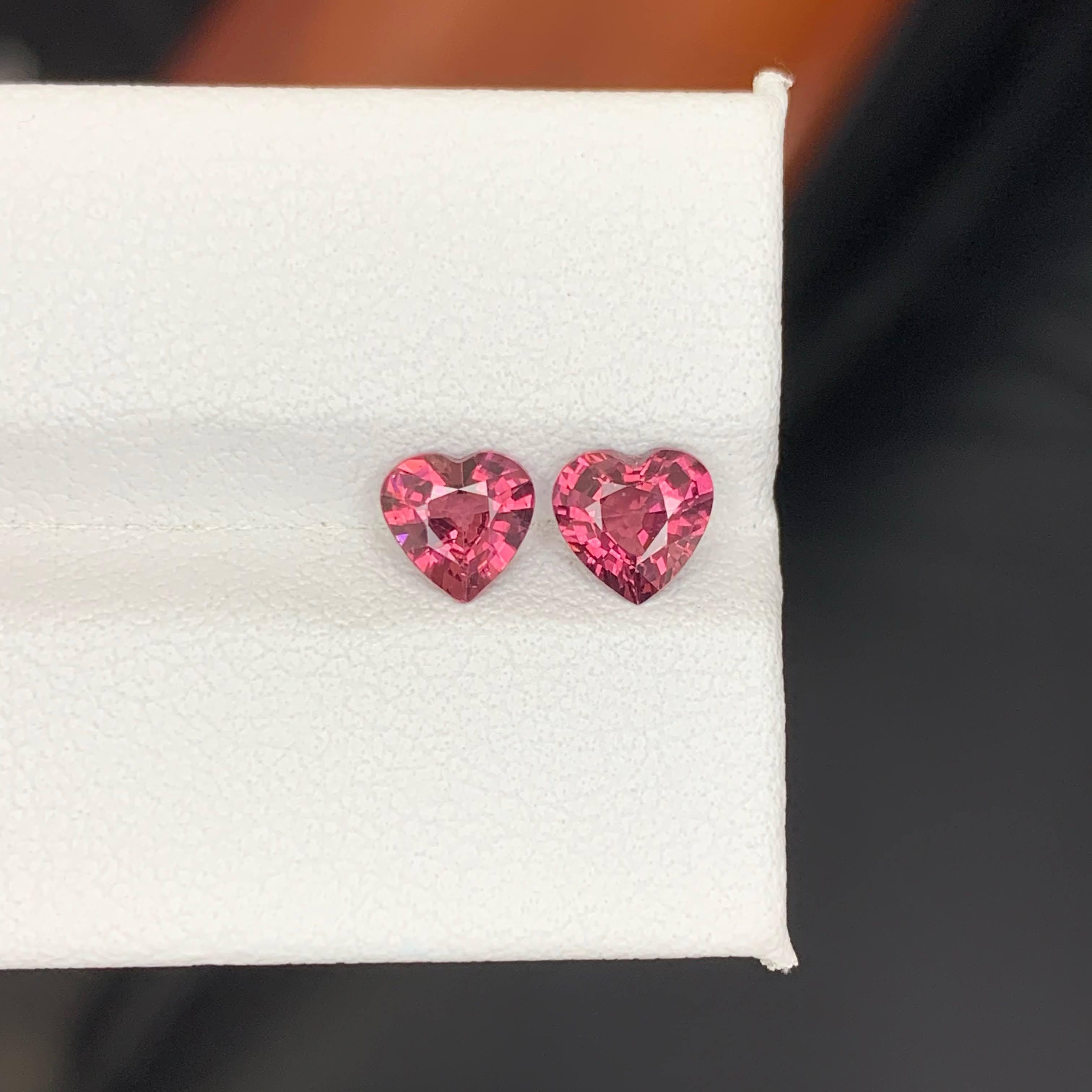 Gemas de granate rosa africano sueltas de 2 piezas en forma de corazón de 1,60 quilates naturales en venta 5