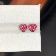 1.60 Carat Natural Loose 2 Piece Heart Shaped African Pink Garnet Gemstones