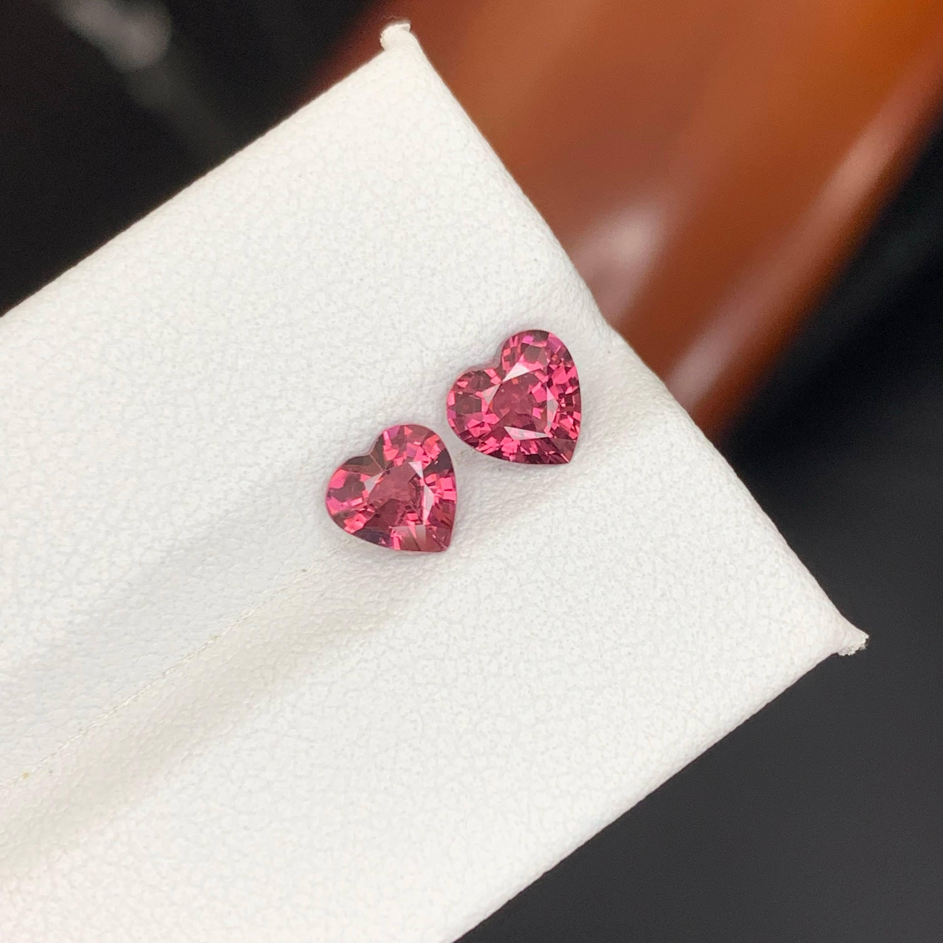 Gemas de granate rosa africano sueltas de 2 piezas en forma de corazón de 1,60 quilates naturales en venta 3