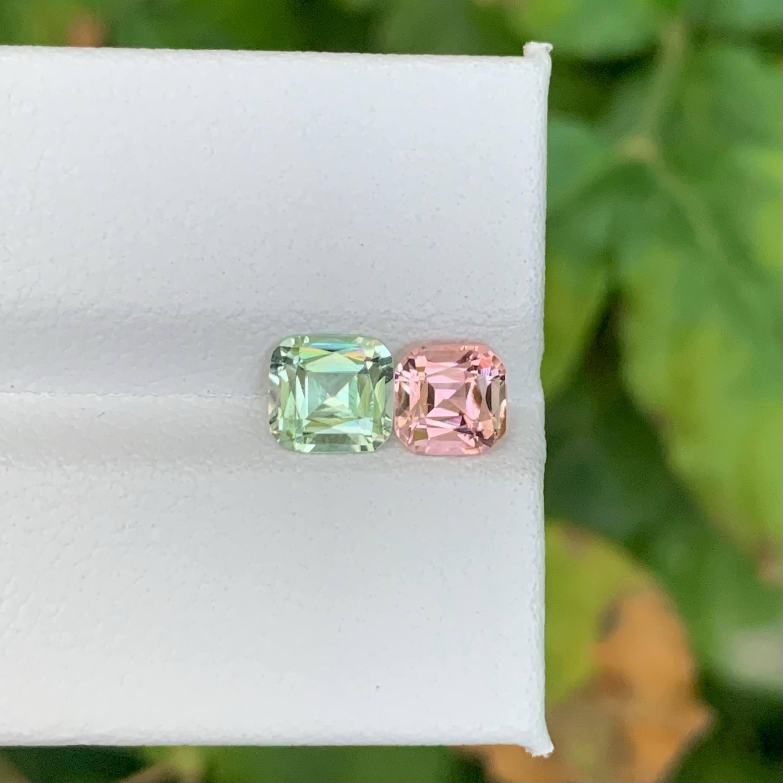 1,60 Karat Natürliche Lose 2 Stück Turmalin Kissenschliff Afghani Edelsteine für Damen oder Herren im Angebot