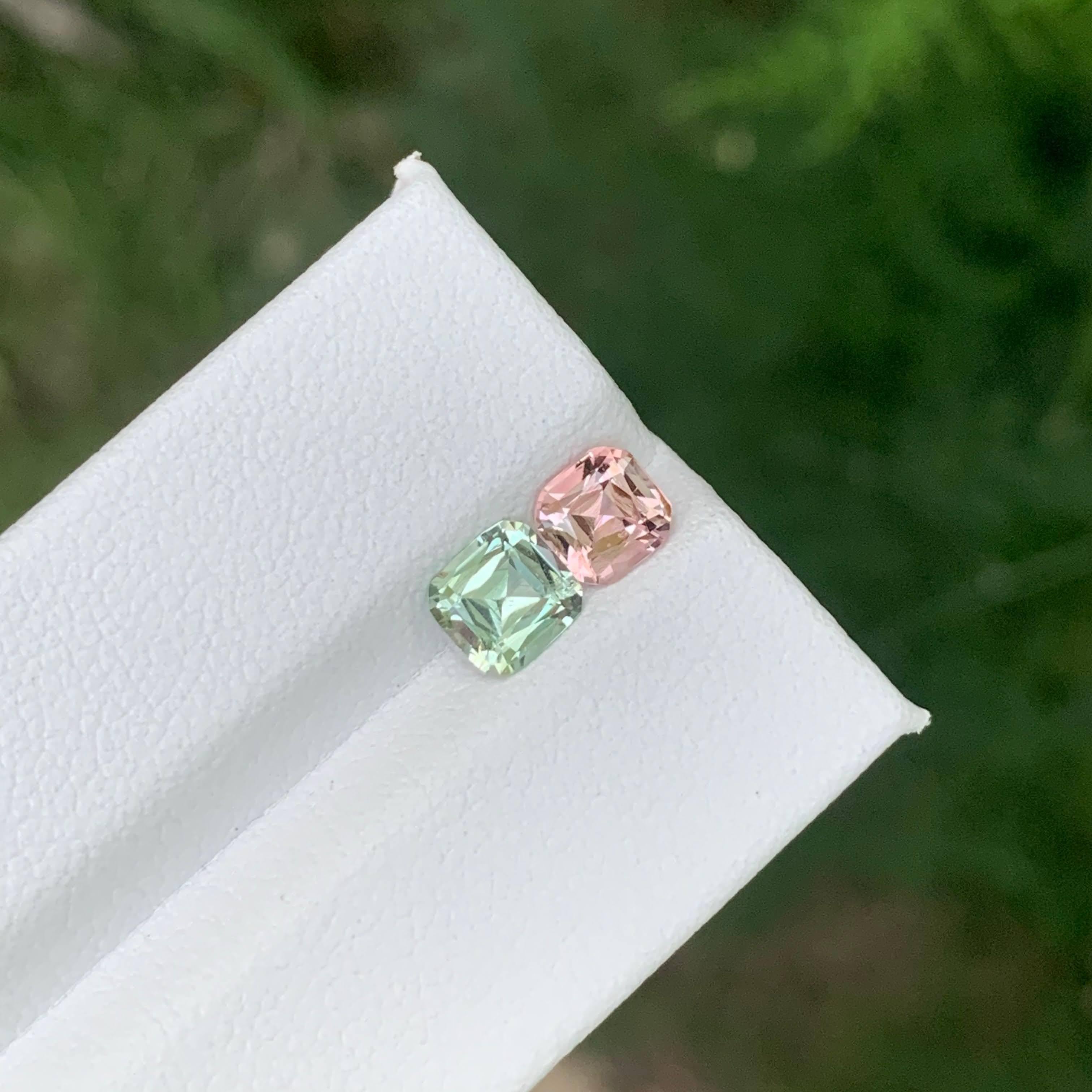 1,60 Karat Natürliche Lose 2 Stück Turmalin Kissenschliff Afghani Edelsteine im Angebot 2