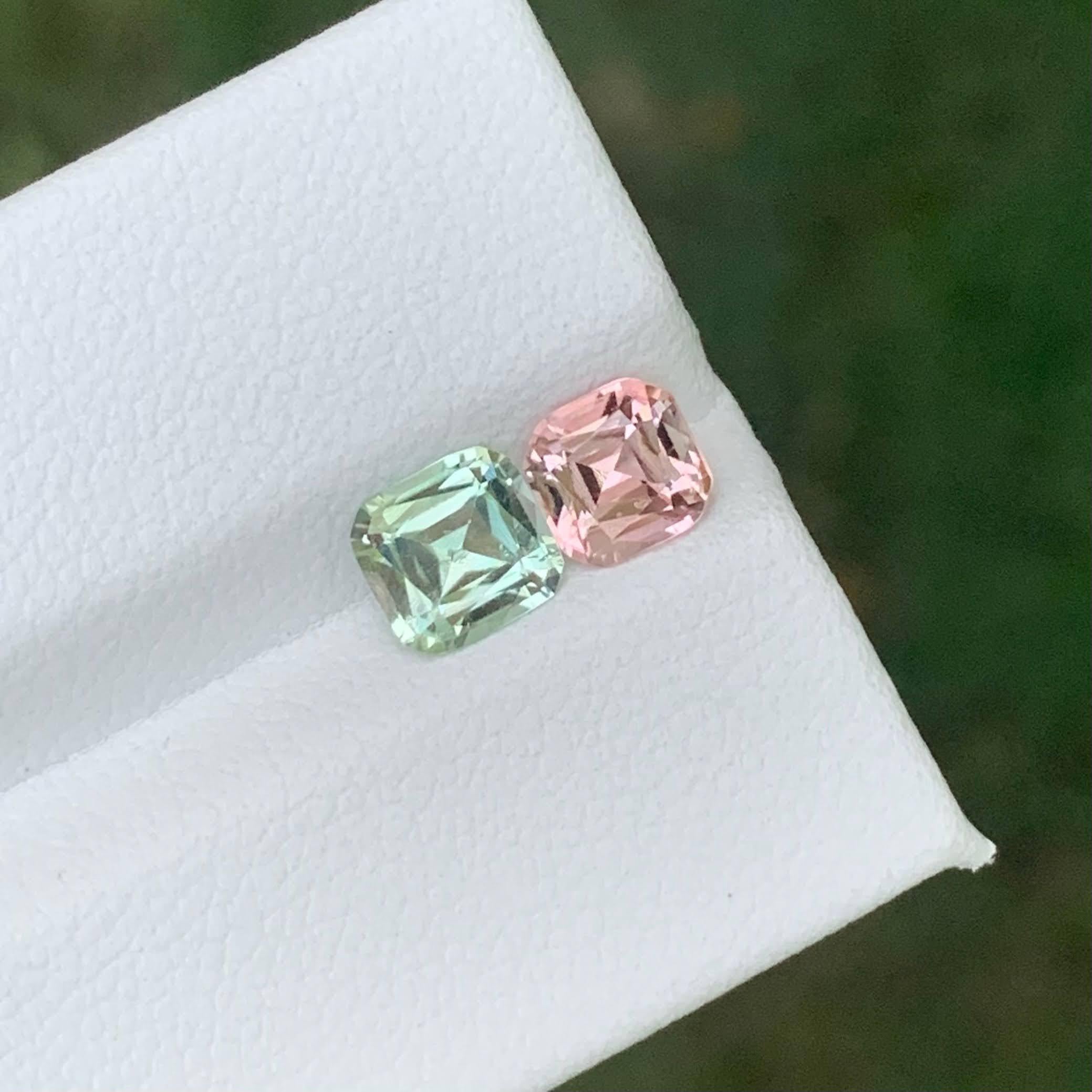 1,60 Karat Natürliche Lose 2 Stück Turmalin Kissenschliff Afghani Edelsteine im Angebot 3