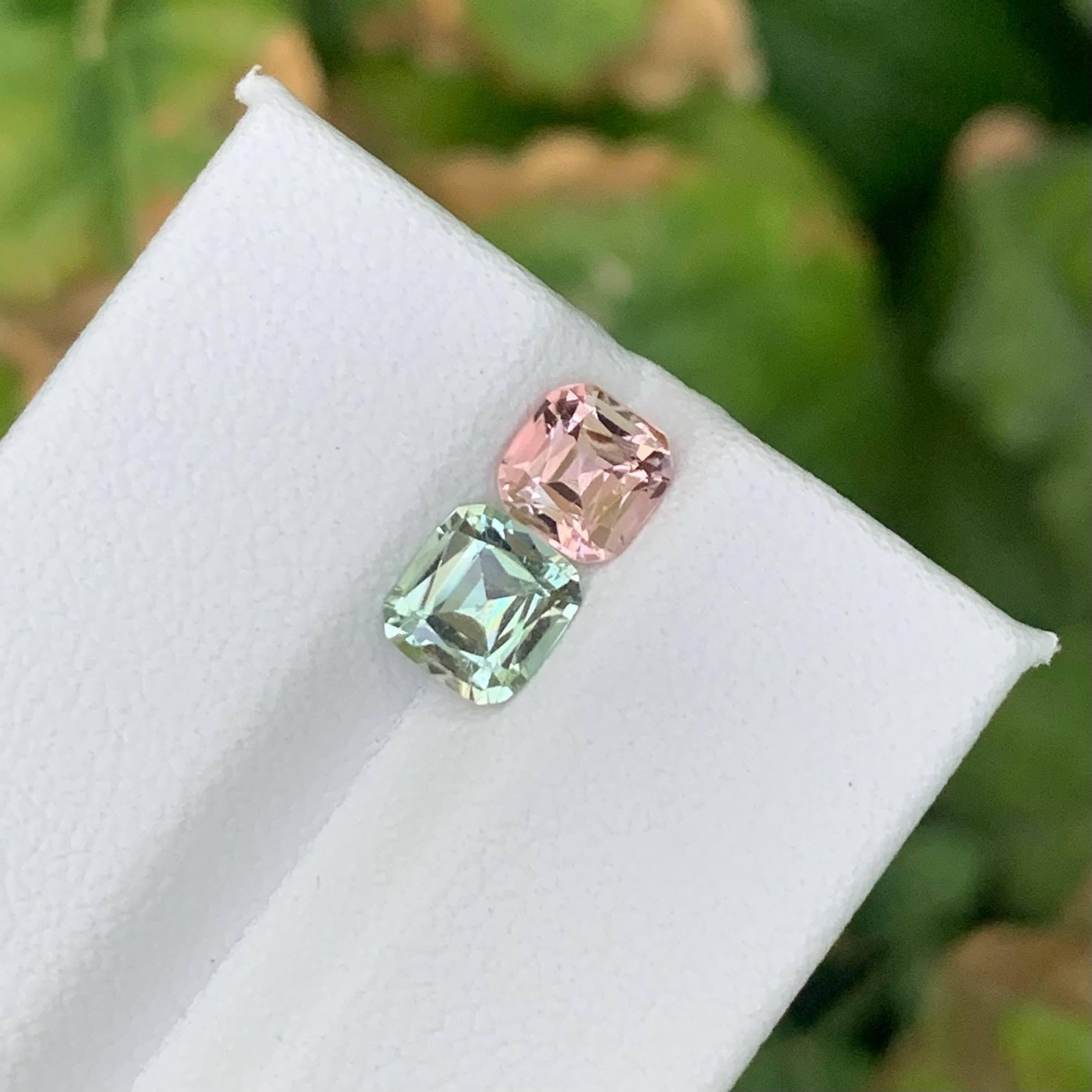 1,60 Karat Natürliche Lose 2 Stück Turmalin Kissenschliff Afghani Edelsteine im Angebot 4