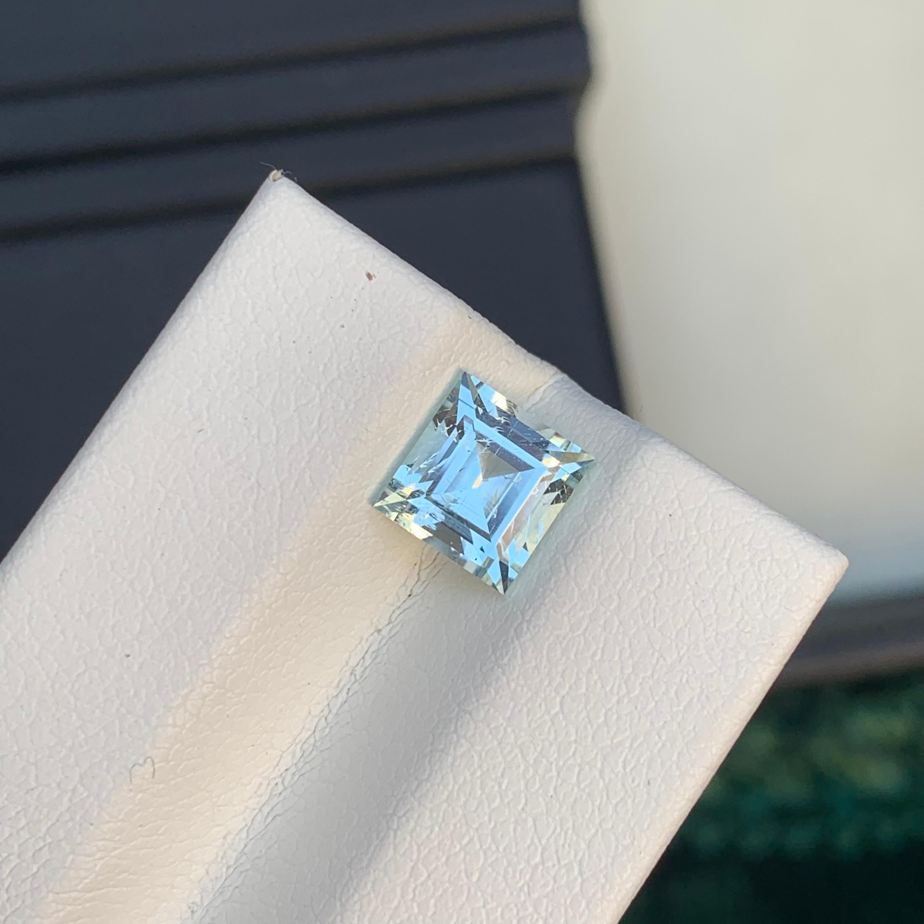 1,60 Karat Natürlicher loser Aquamarin im Princess-Schliff im Angebot 5