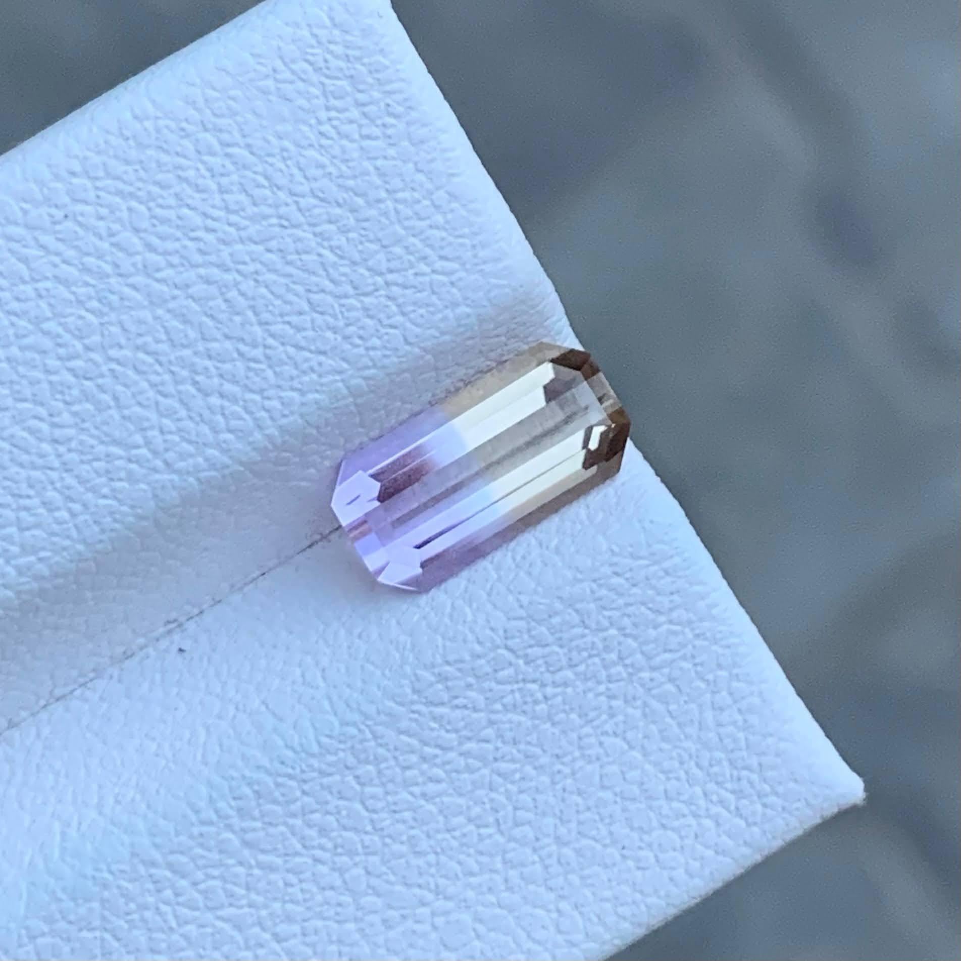 1.60 Karat Natürlicher Loser Bi Color Ametrine Stein Smaragd Schliff Bolivianischer Edelstein im Angebot 2