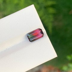 1.60 Carat Natural Loose Bi Colour Tourmaline Emerald Shape Gem For Jewellery
