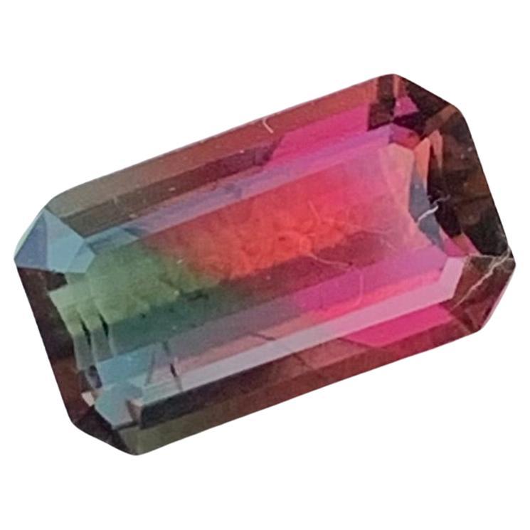1.60 Carat Natural Loose Bi Colour Tourmaline Emerald Shape Gem For Jewellery