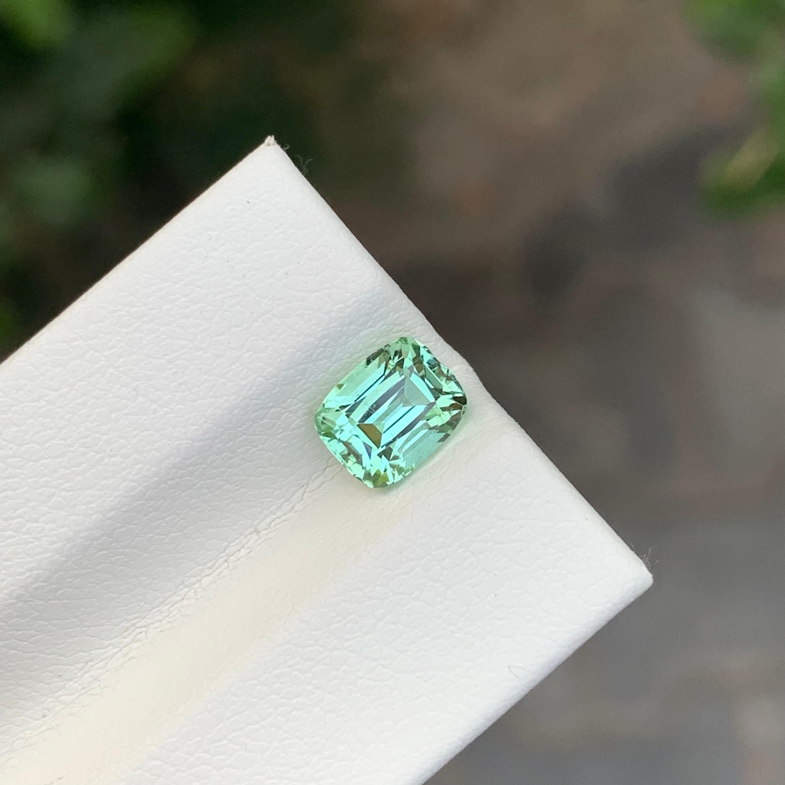 Taille coussin 1.60 Carat Natural Loose Mint Green Tourmaline Cushion Shape Gem en vente