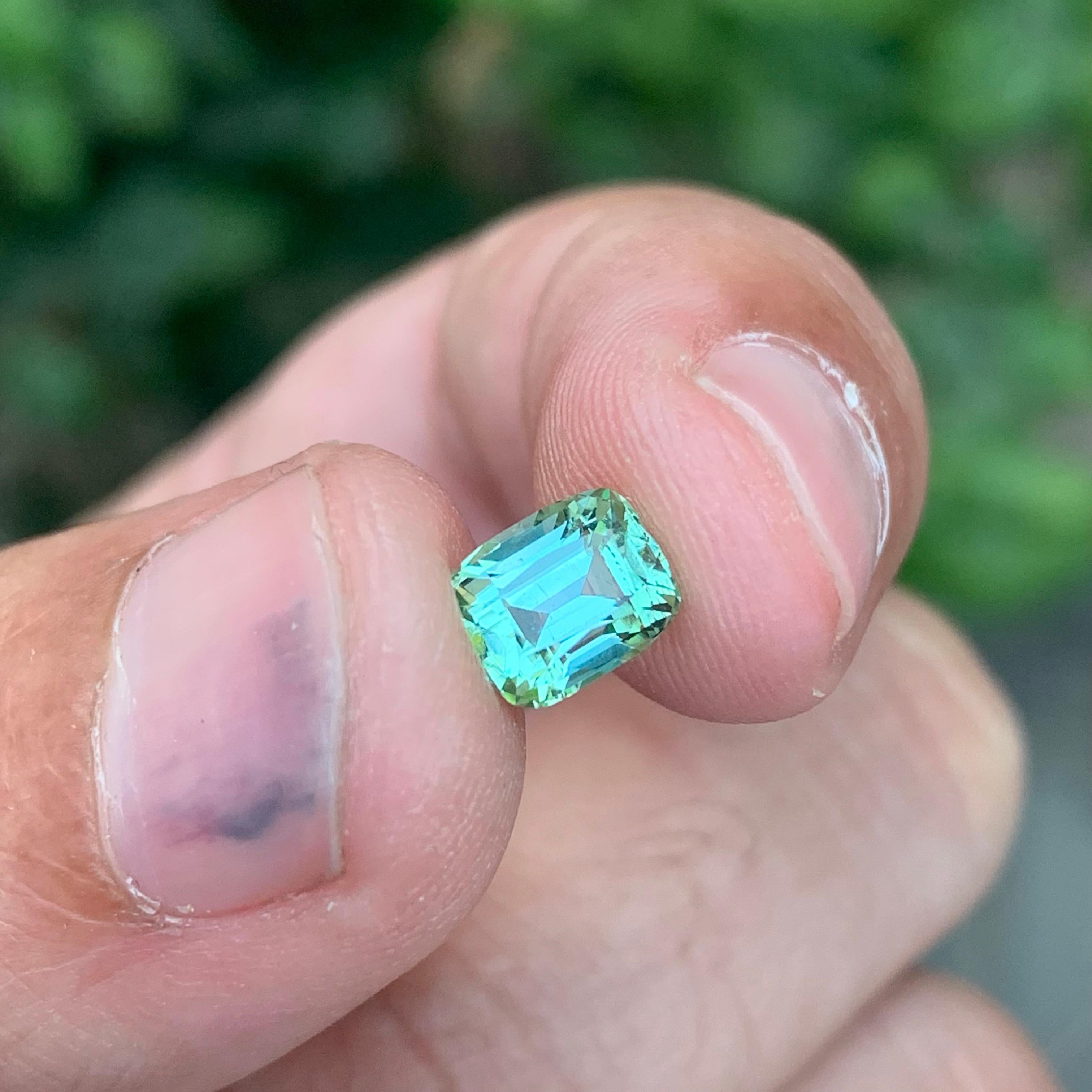 1.60 Carat Natural Loose Mint Green Tourmaline Cushion Shape Gem en vente 2