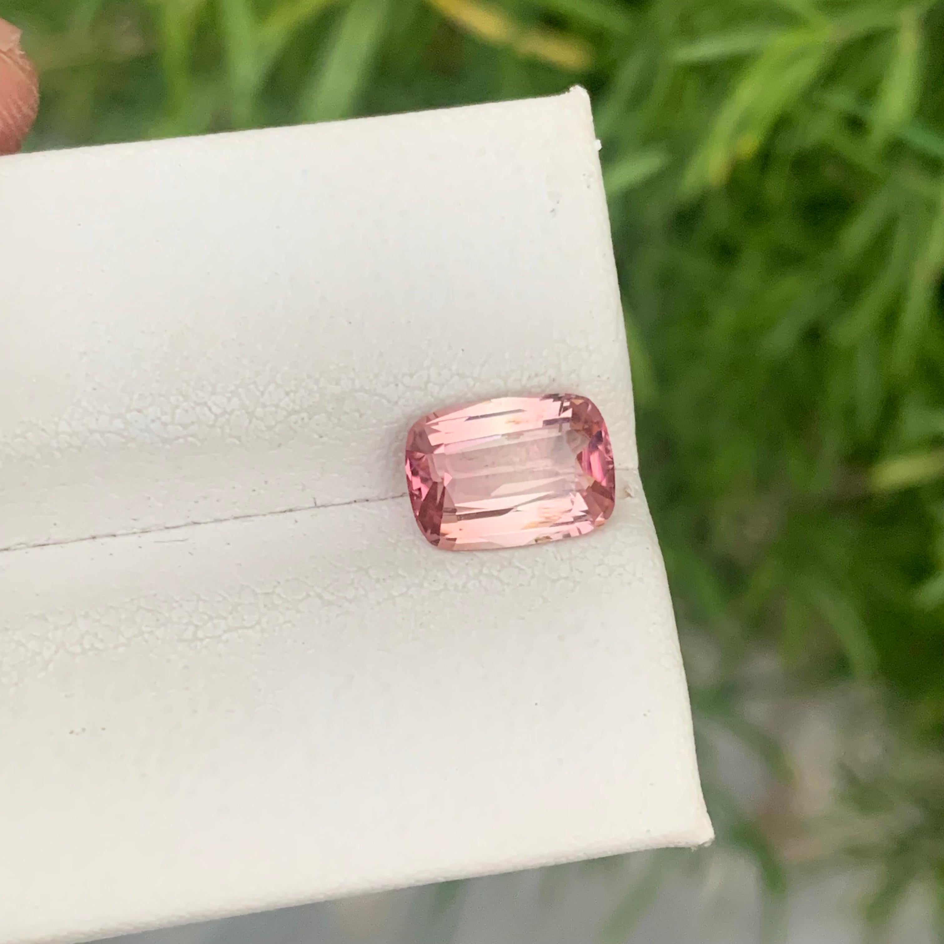 1.60 Carat Natural Loose Peach Pink Tourmaline Cushion Shape Gemstone  For Sale 3