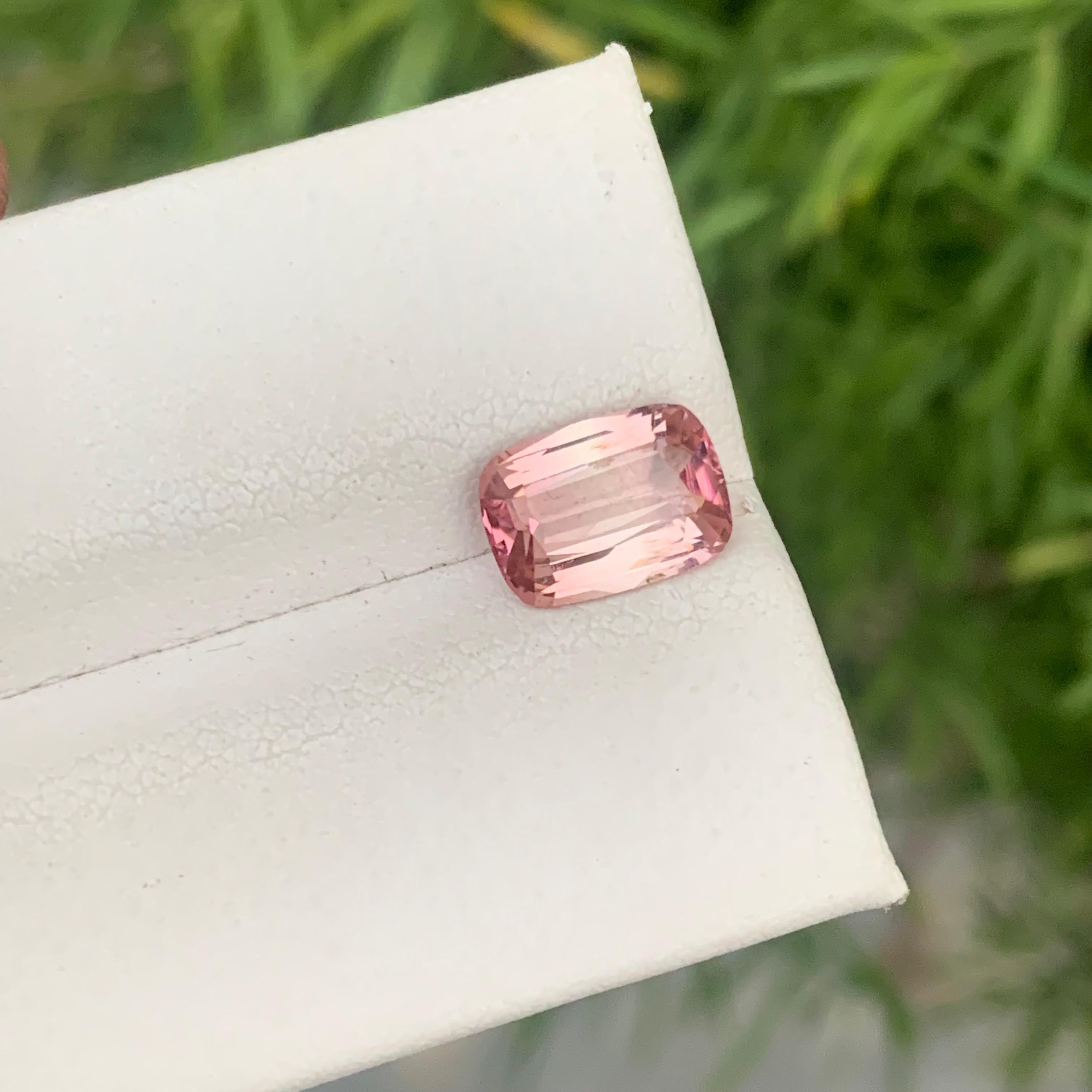 1.60 Carat Natural Loose Peach Pink Tourmaline Cushion Shape Gemstone  For Sale 4