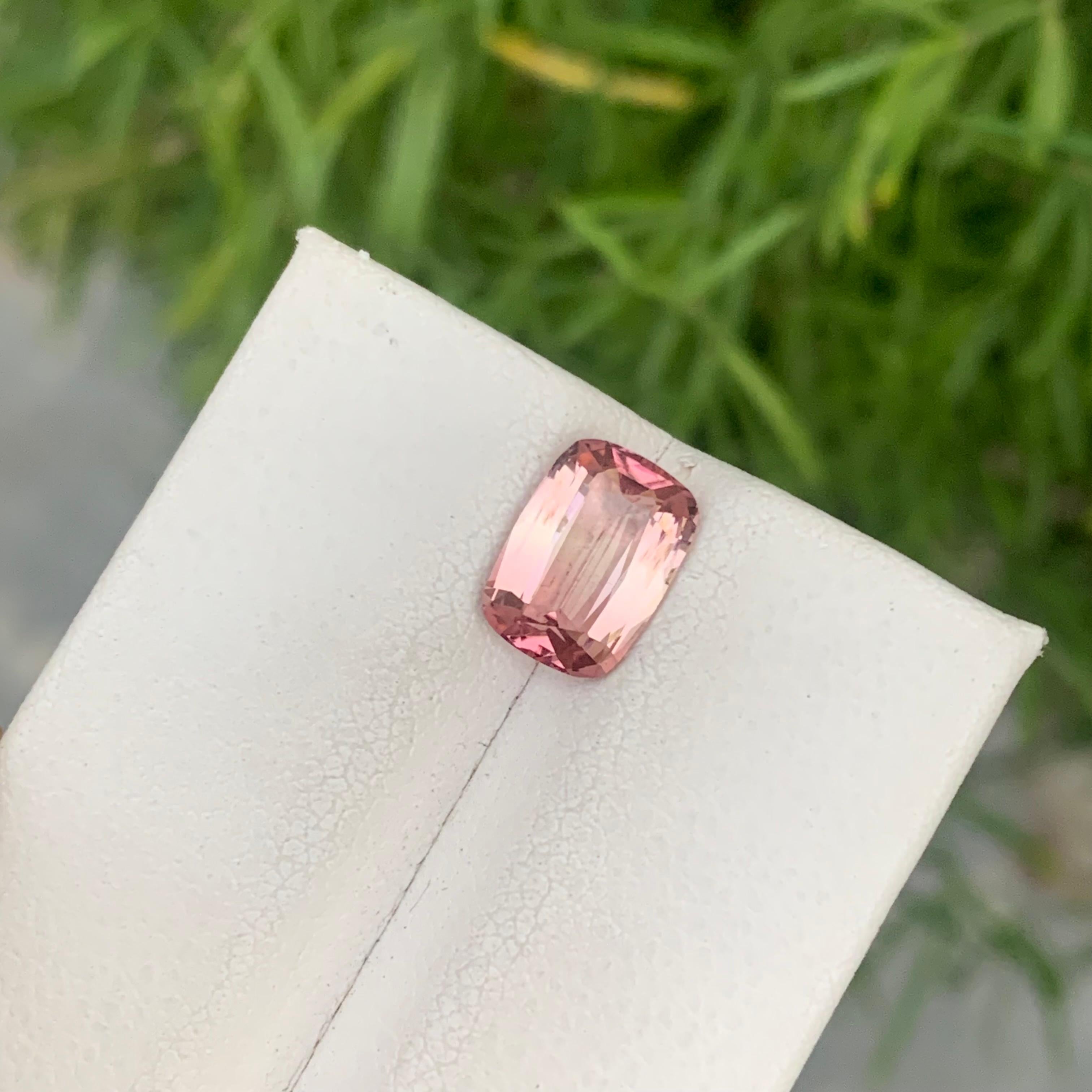 1.60 Carat Natural Loose Peach Pink Tourmaline Cushion Shape Gemstone  In New Condition For Sale In Peshawar, PK