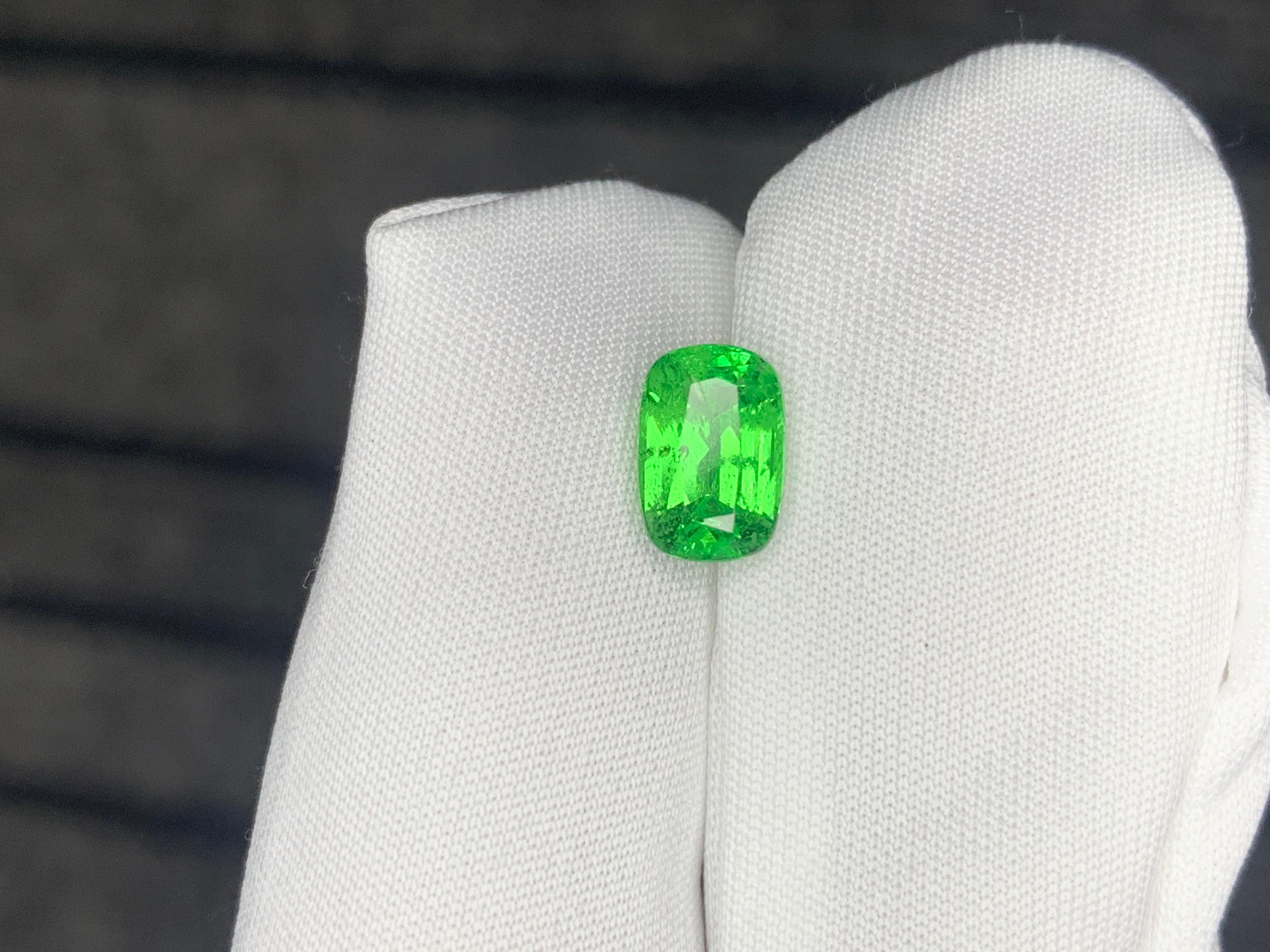 1.60 Carat Natural Loose Tsavorite Garnet Long Cushion Shape Gemstone For Sale 4