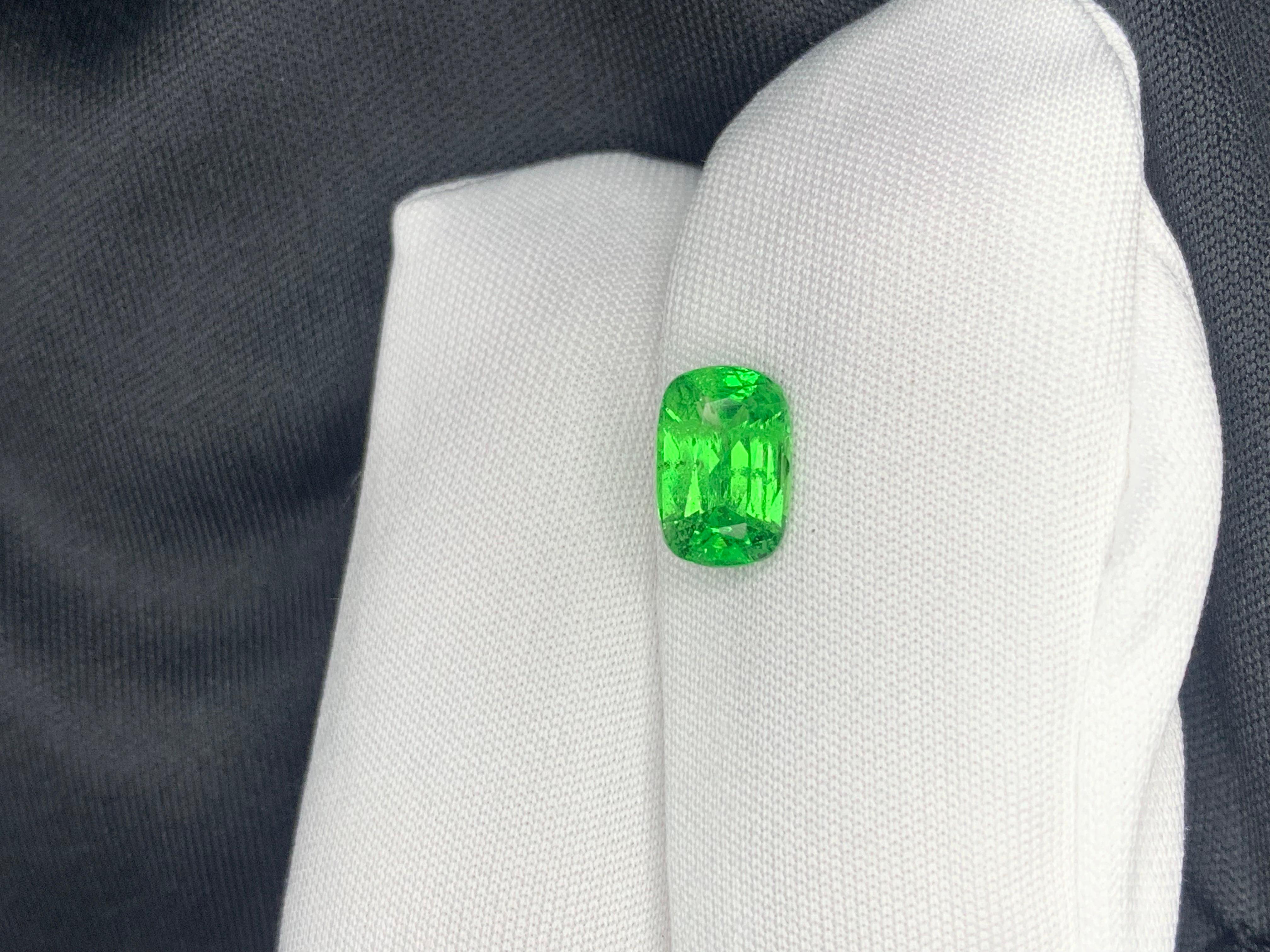 1.60 Carat Natural Loose Tsavorite Garnet Long Cushion Shape Gemstone For Sale 5