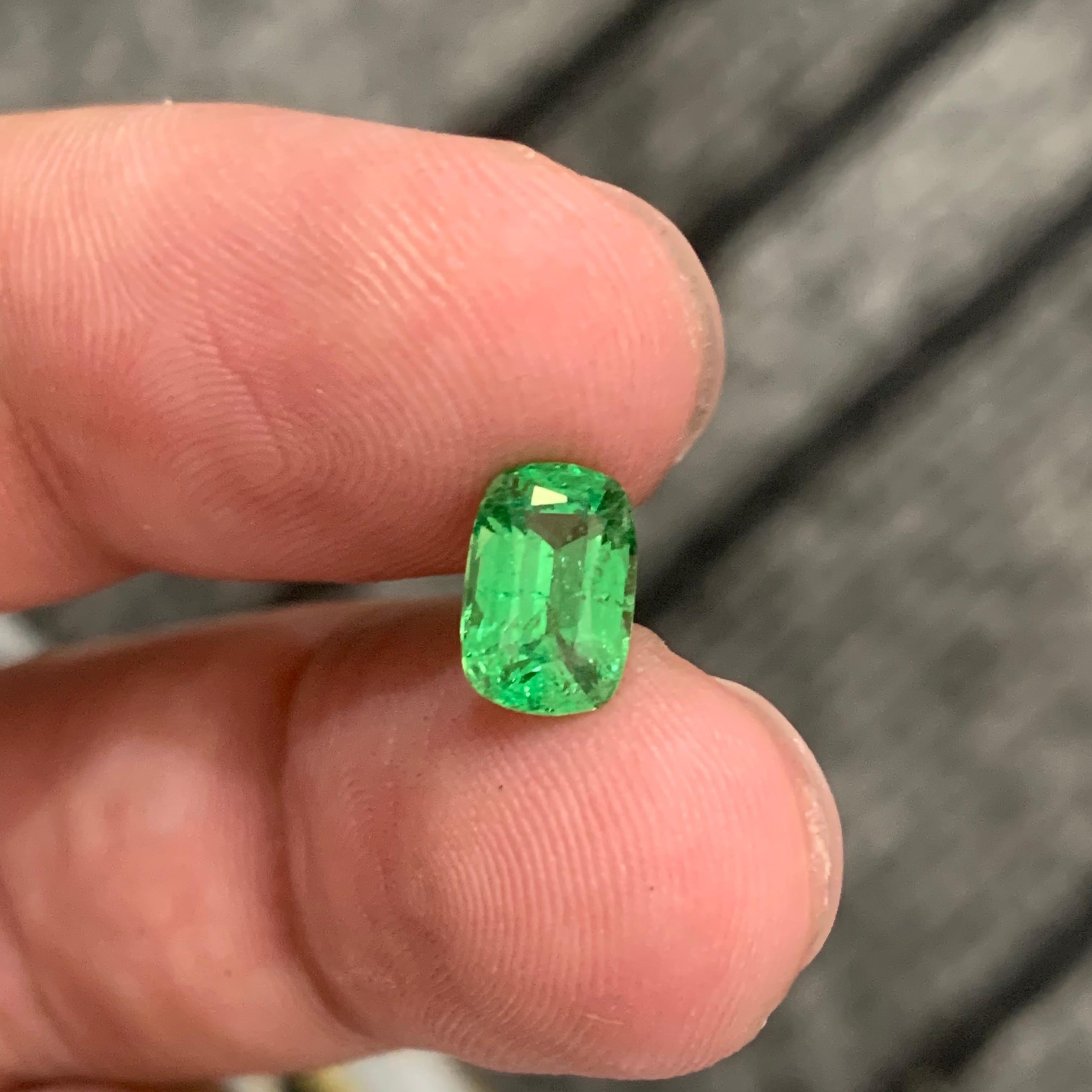 Arts and Crafts 1.60 Carat Natural Loose Tsavorite Garnet Long Cushion Shape Gemstone For Sale