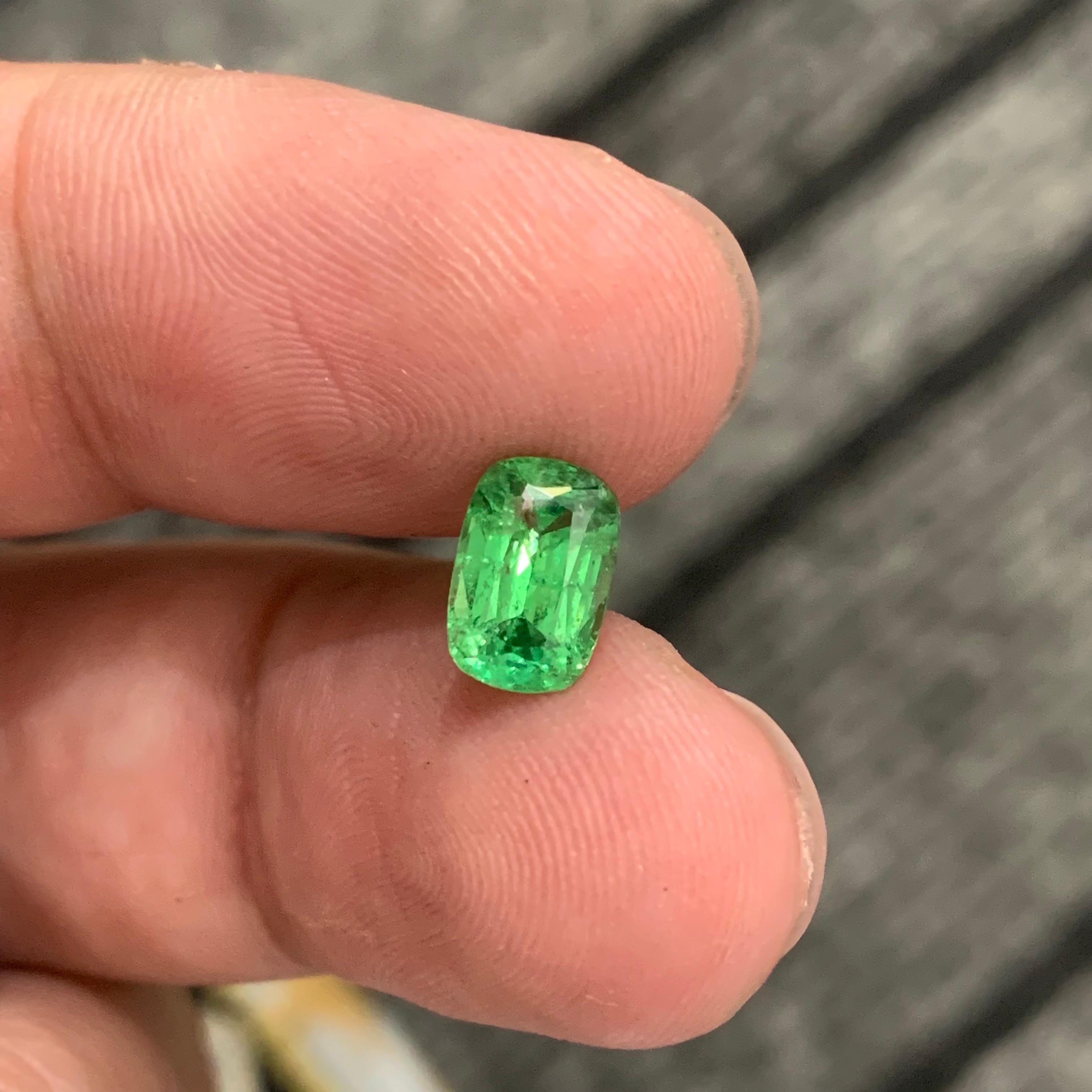 Cushion Cut 1.60 Carat Natural Loose Tsavorite Garnet Long Cushion Shape Gemstone For Sale