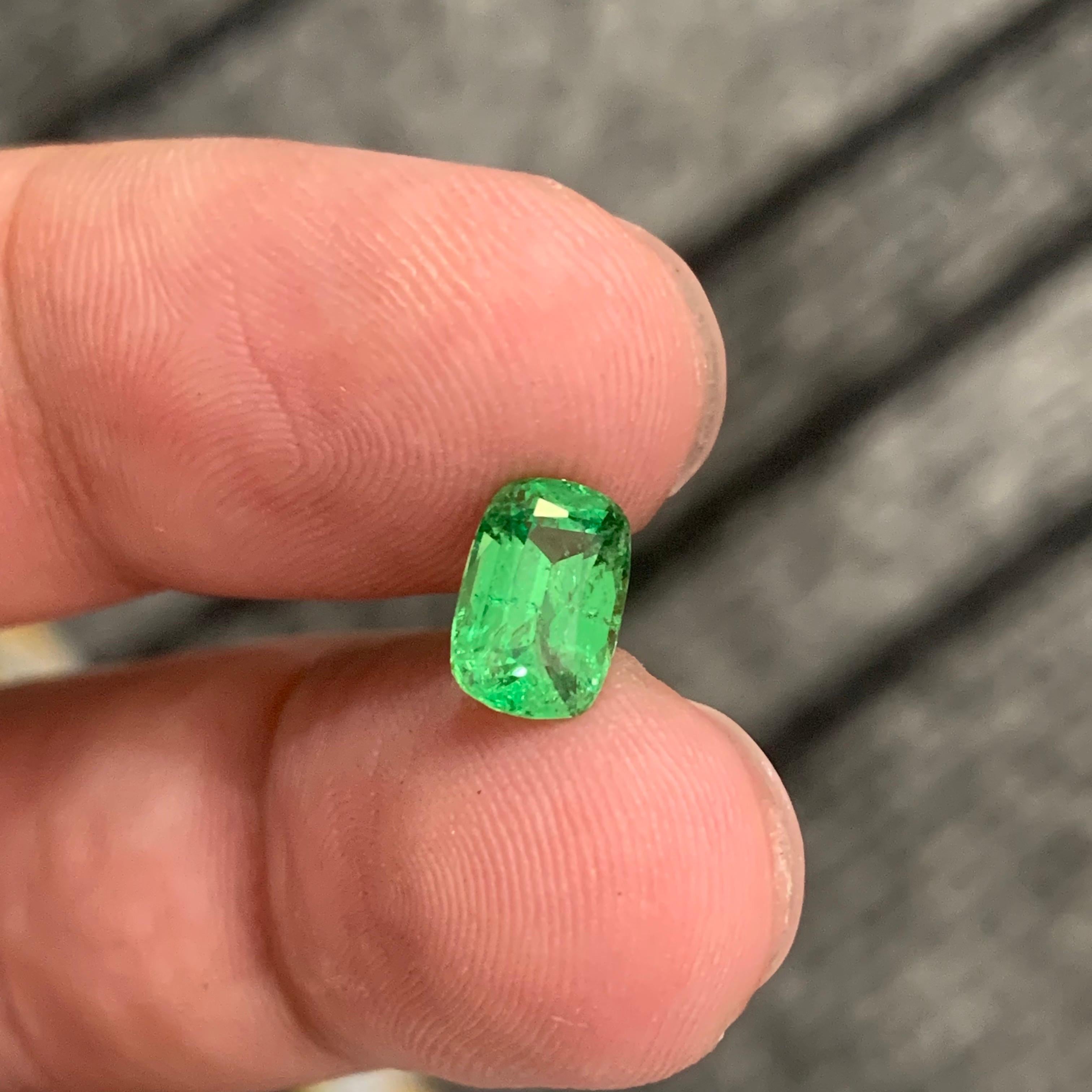 1.60 Carat Natural Loose Tsavorite Garnet Long Cushion Shape Gemstone For Sale 1
