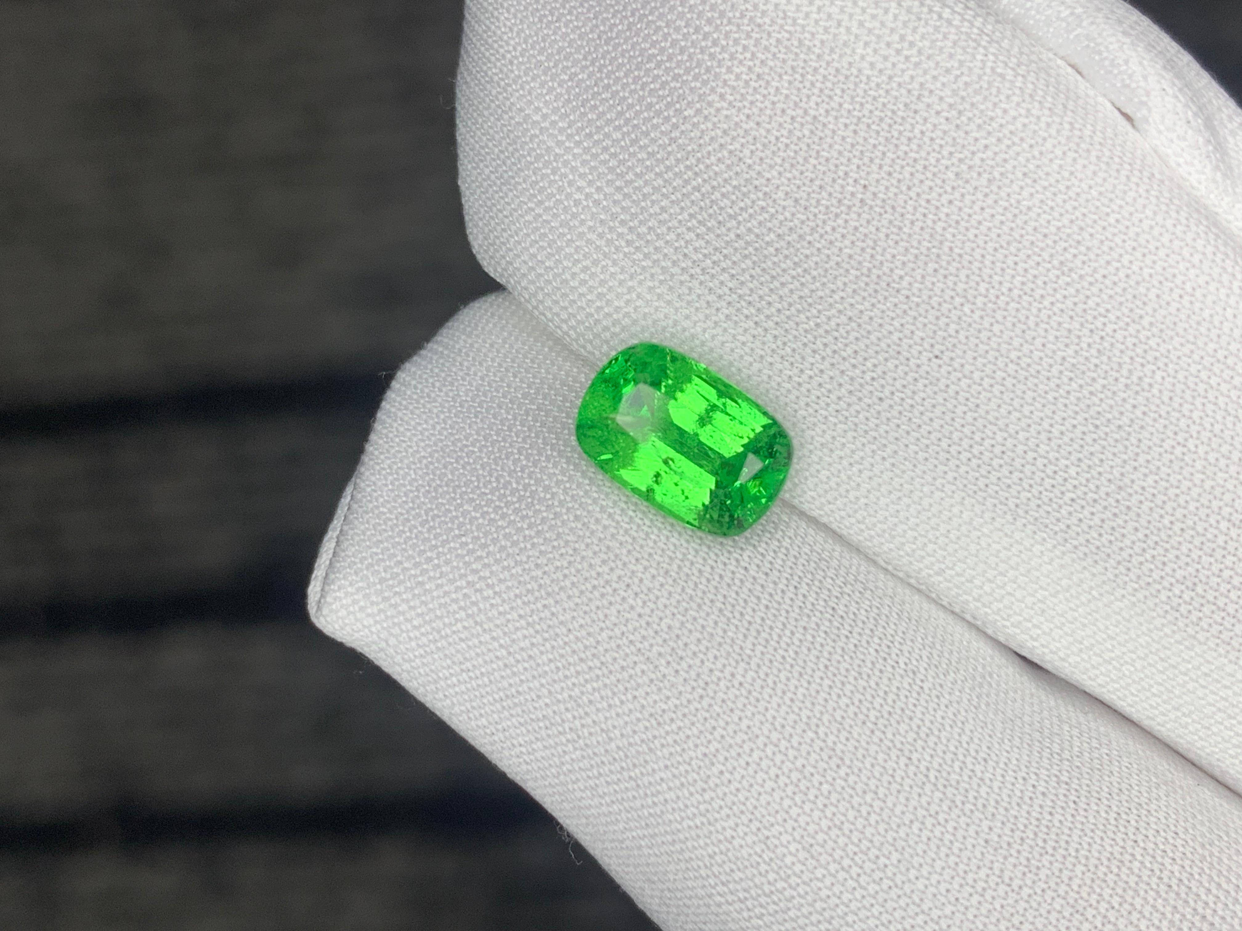 1.60 Carat Natural Loose Tsavorite Garnet Long Cushion Shape Gemstone For Sale 1