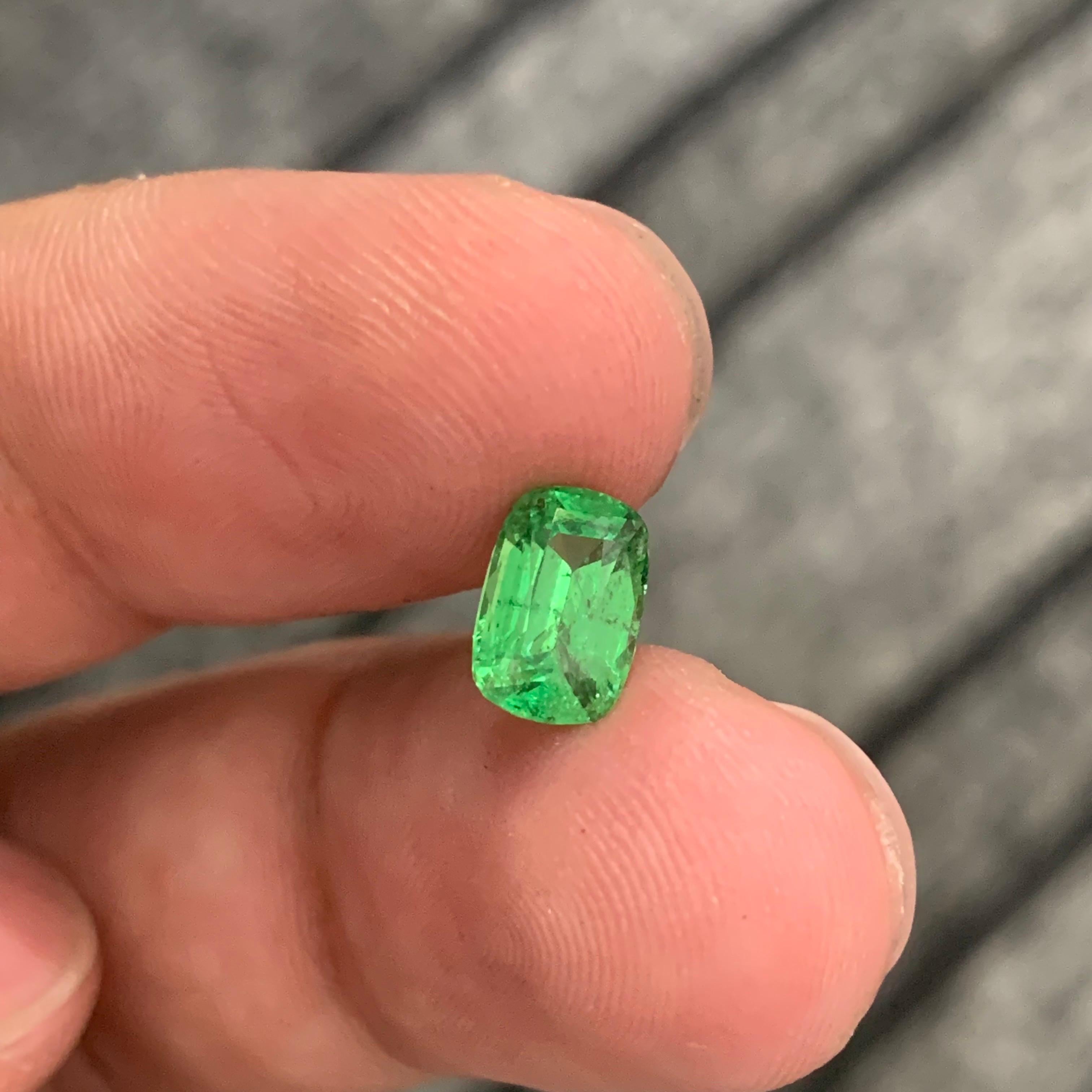 1.60 Carat Natural Loose Tsavorite Garnet Long Cushion Shape Gemstone For Sale 2