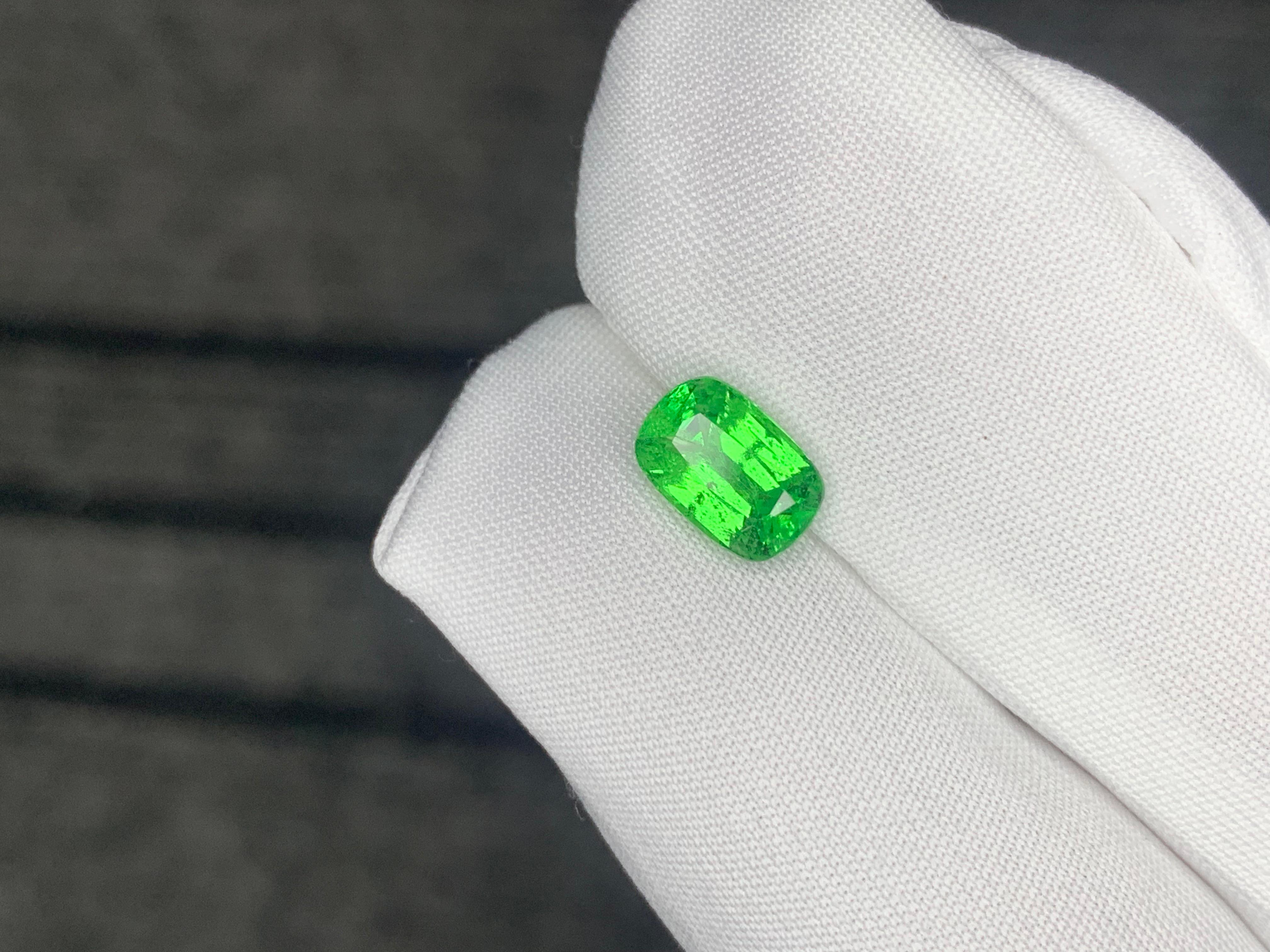 1.60 Carat Natural Loose Tsavorite Garnet Long Cushion Shape Gemstone For Sale 2