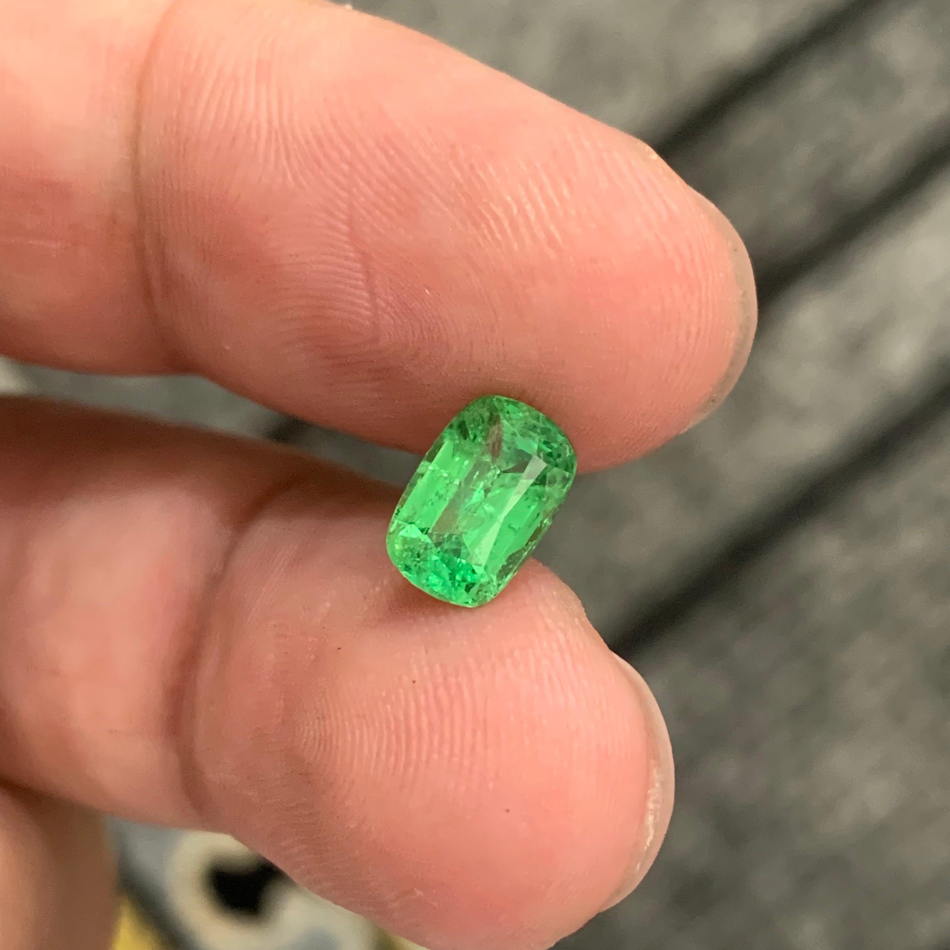 1.60 Carat Natural Loose Tsavorite Garnet Long Cushion Shape Gemstone For Sale 3