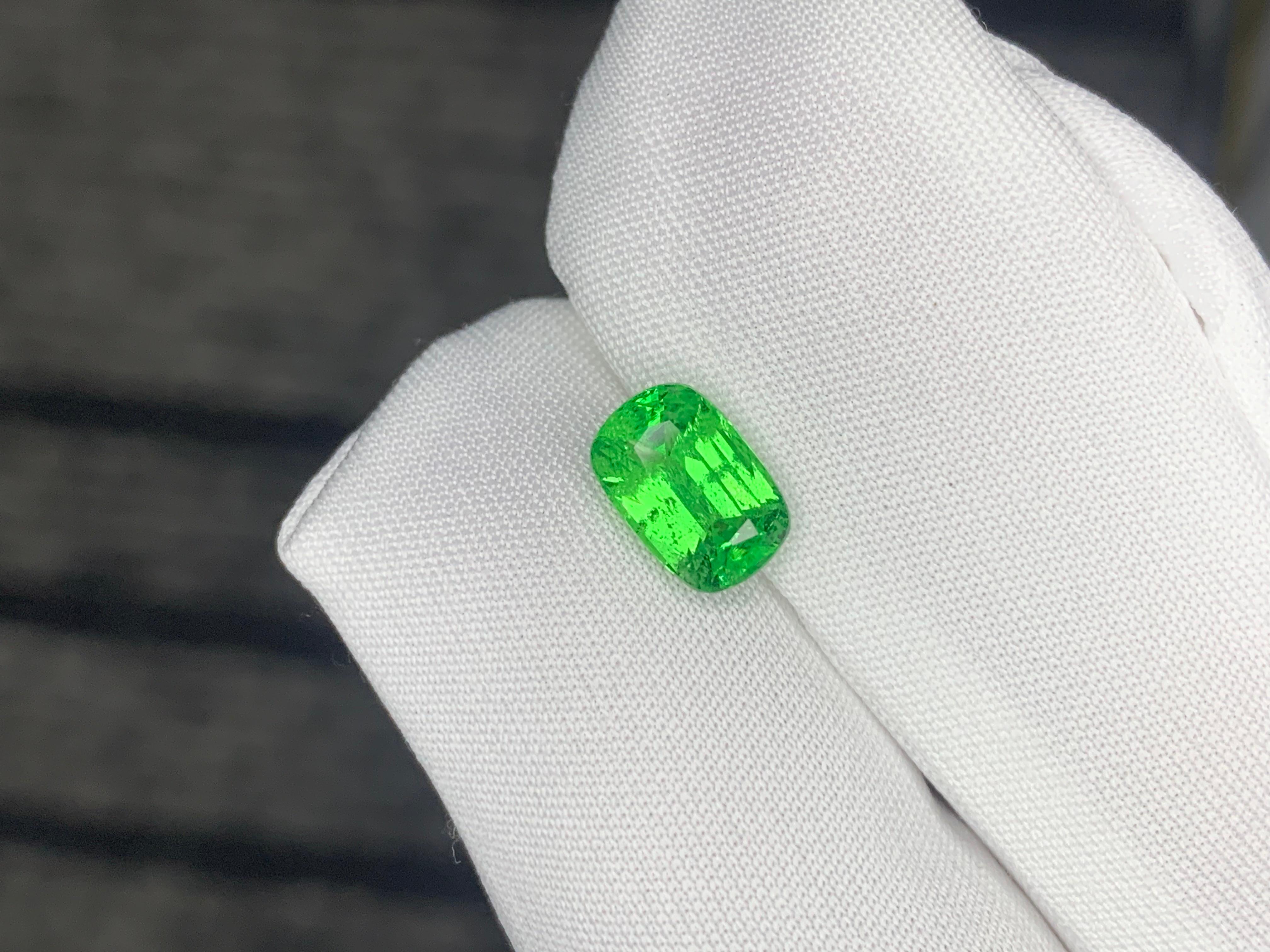 1.60 Carat Natural Loose Tsavorite Garnet Long Cushion Shape Gemstone For Sale 3