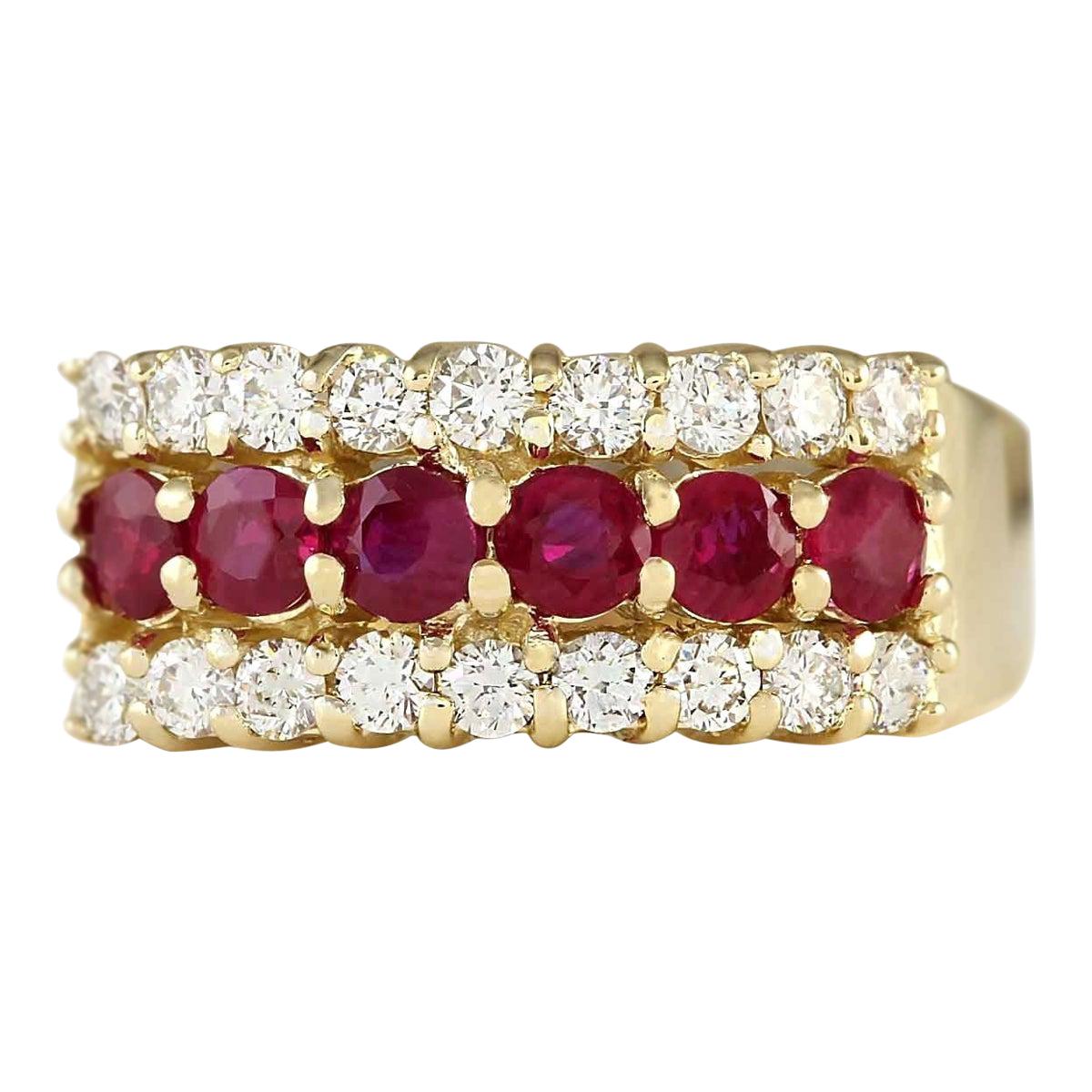 Ruby Diamond Ring In 14 Karat Yellow Gold For Sale