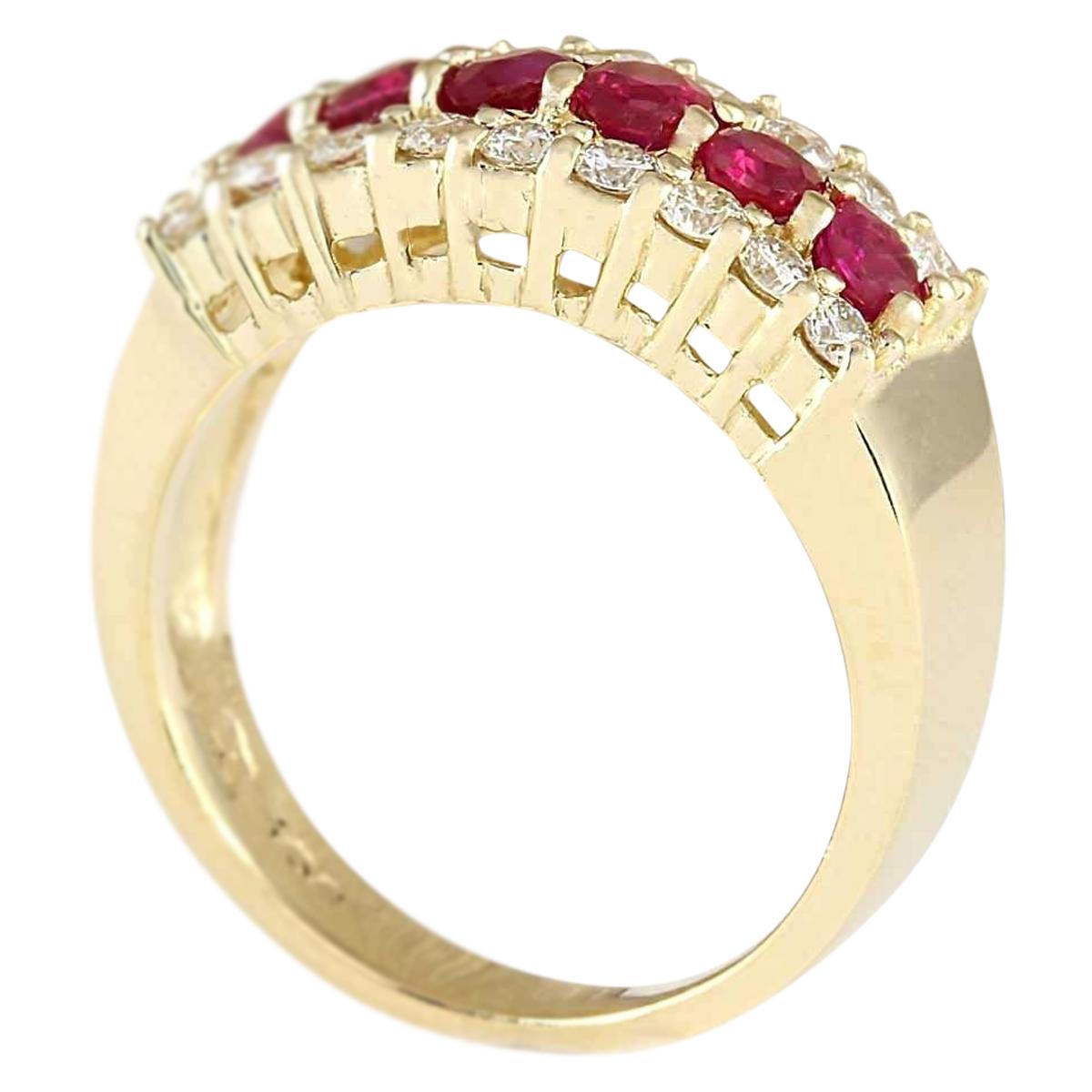 Round Cut Ruby Diamond Ring In 14 Karat Yellow Gold For Sale
