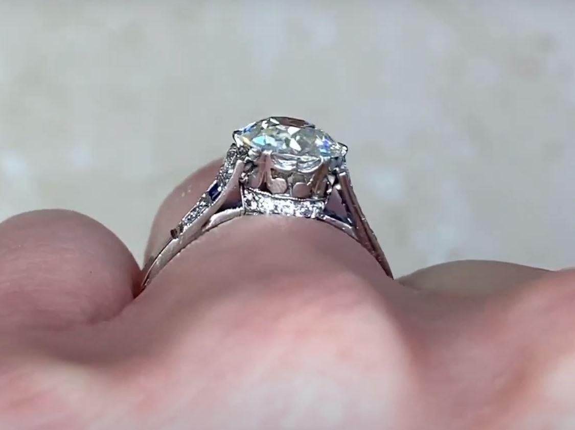 1.60 Carat Old Euro-Cut Diamond Engagement Ring, Vs1 Clarity, Platinum For Sale 1